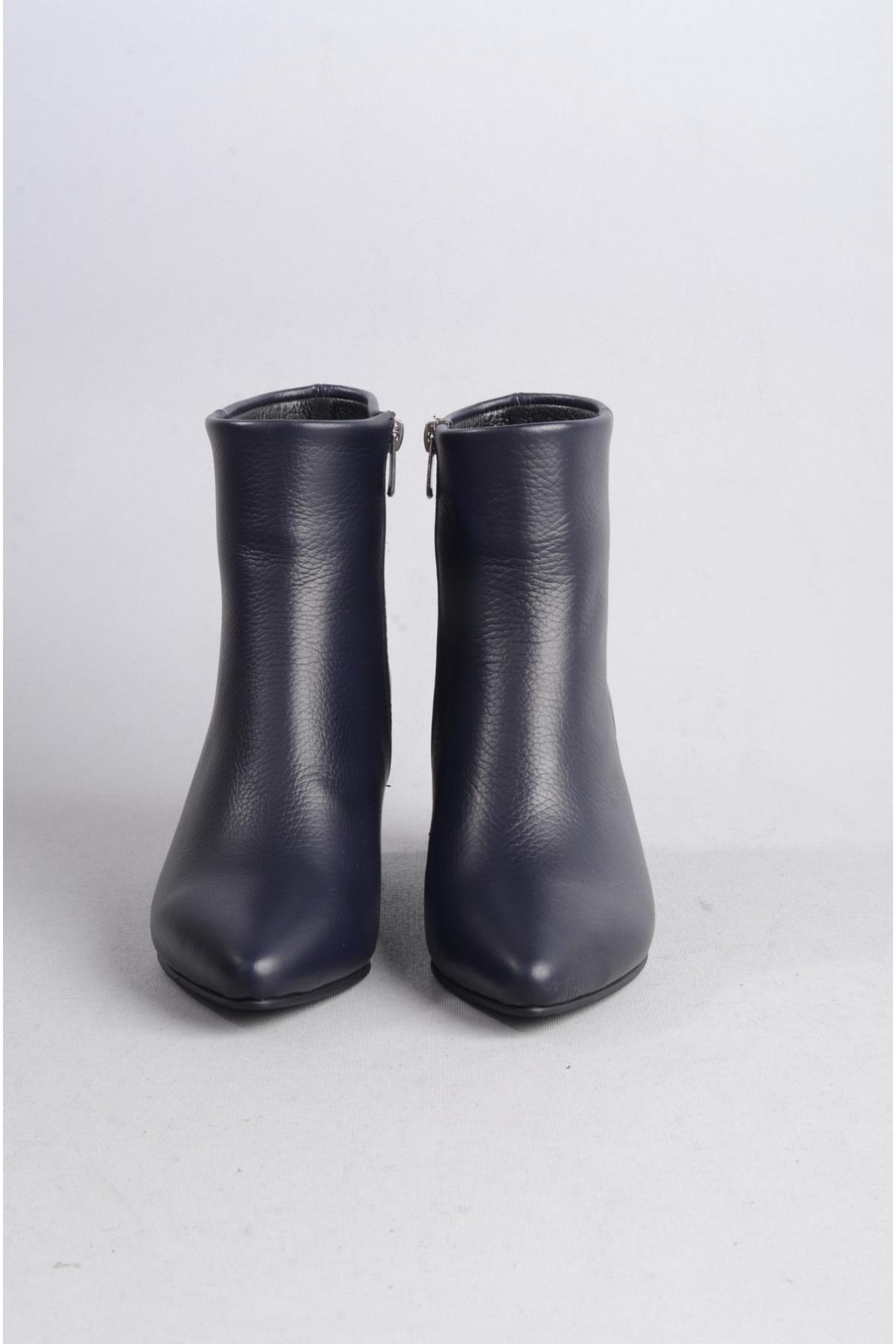 SEÇ 001 HAKİKİ DERİ TOPUKLU BOT (6cm) LACİVERT