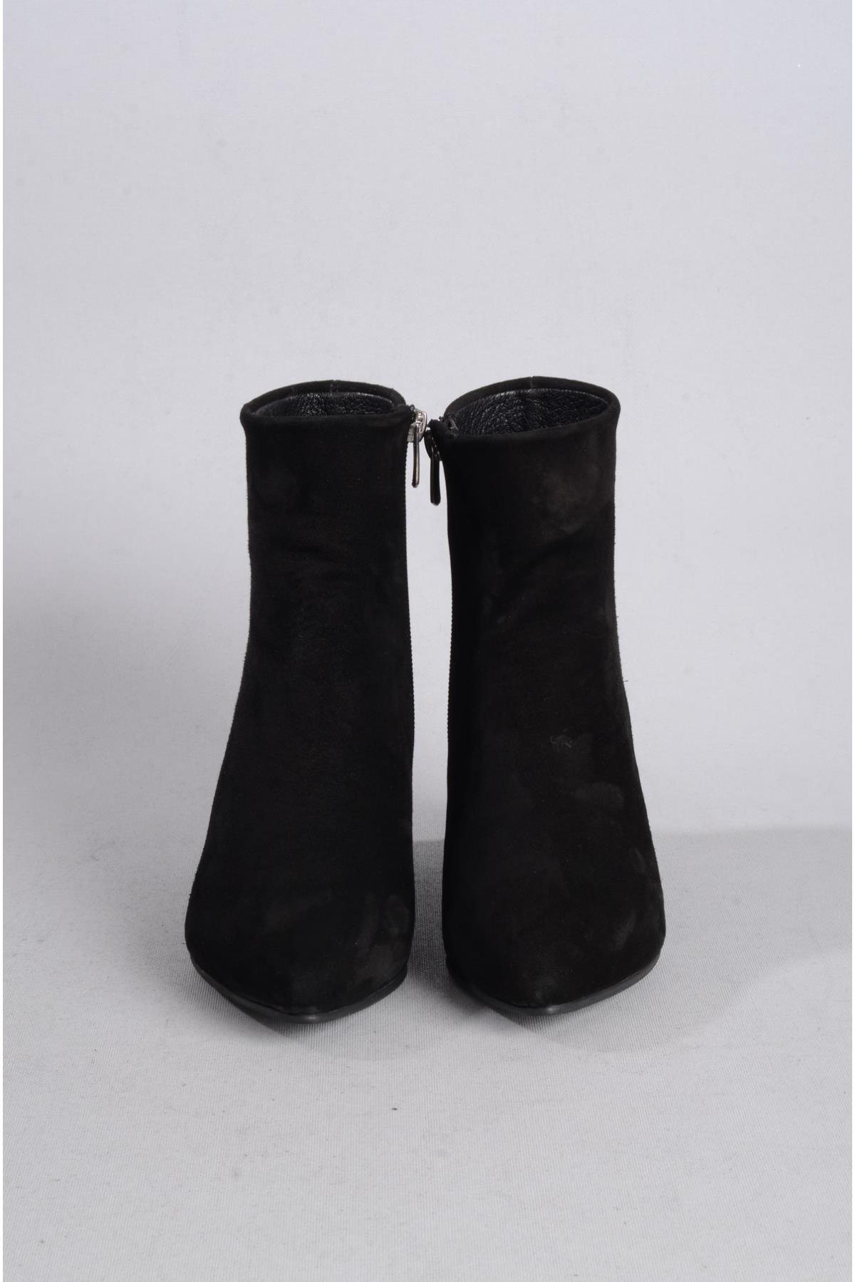 SEÇ 001 HAKİKİ DERİ TOPUKLU BOT (6cm) SİYAH SÜET