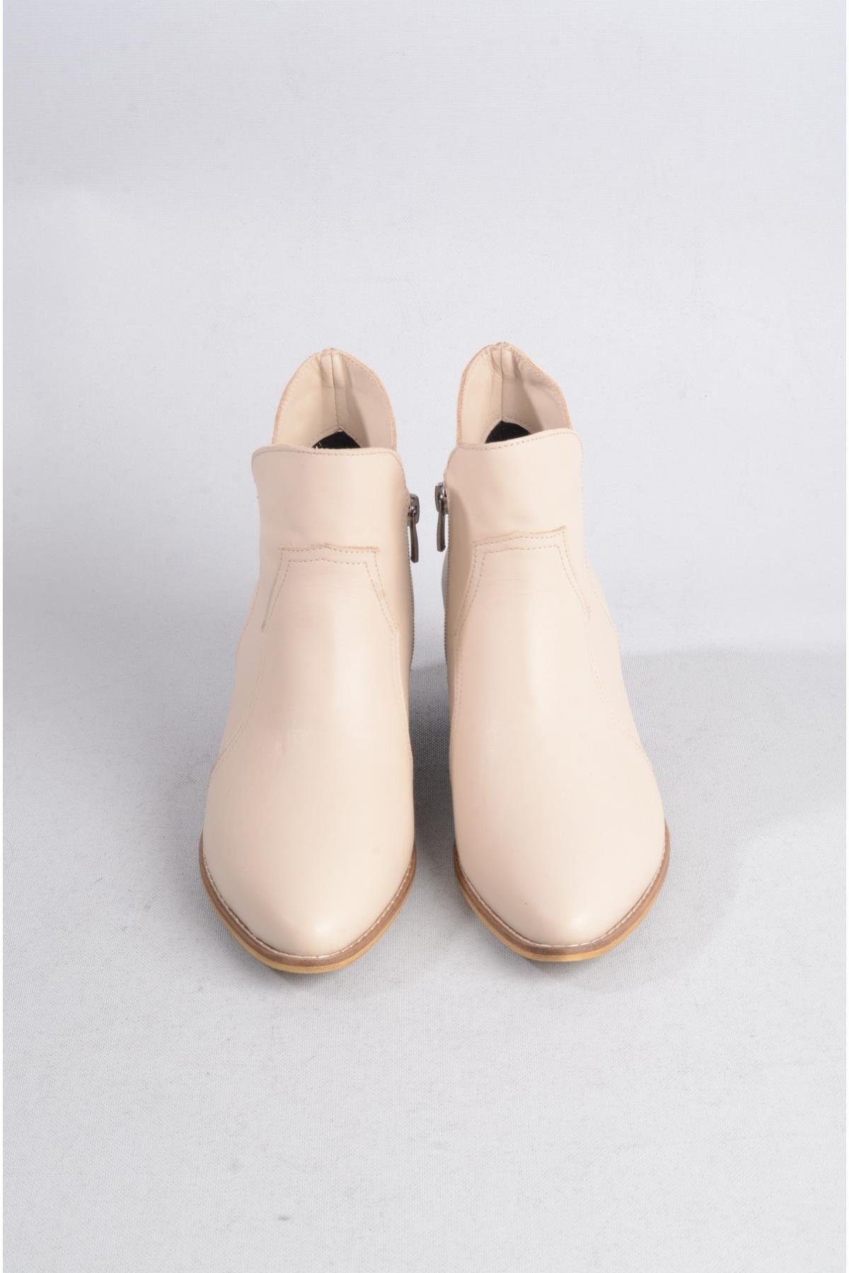 SEÇ 1005 HAKİKİ DERİ BİLEK BOY KADIN BOT KREM