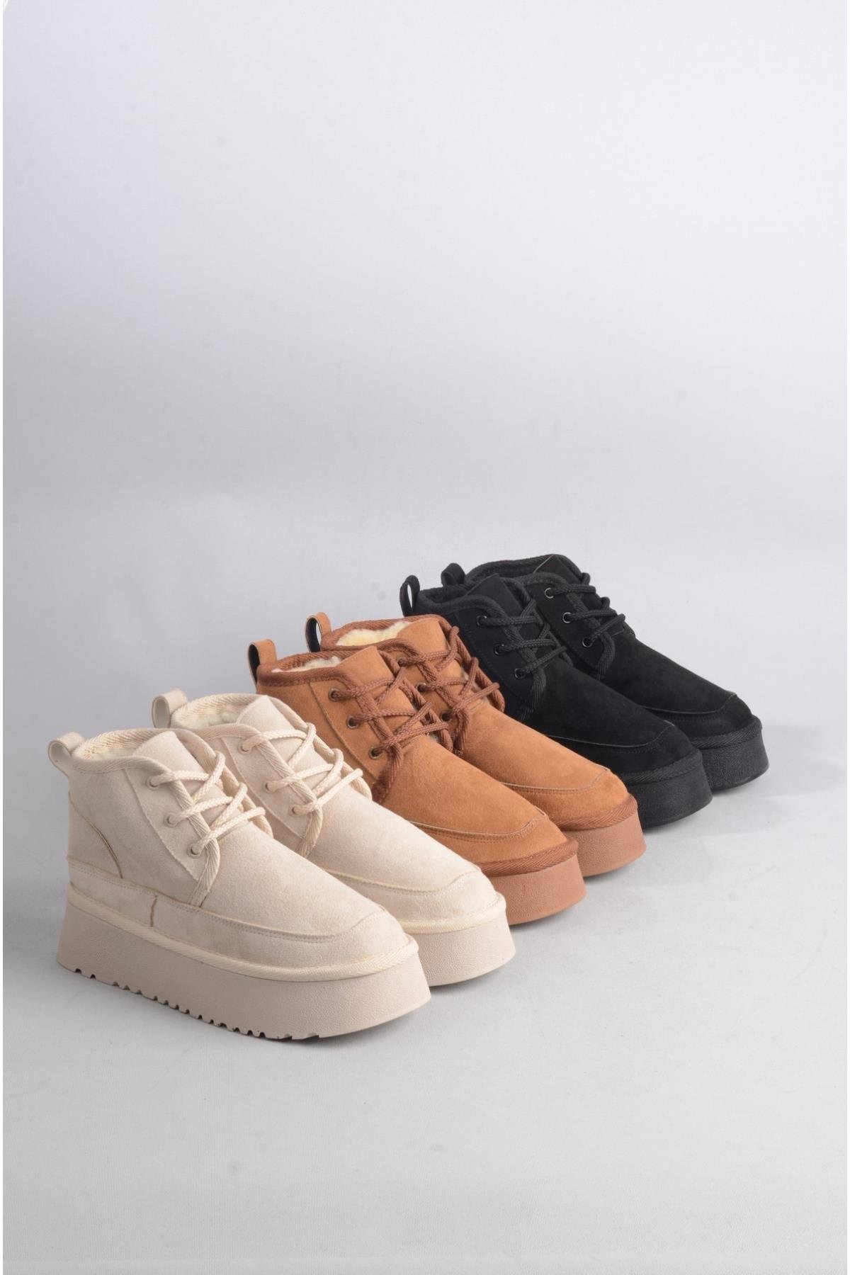 SEÇ 1007 KÜRKLÜ KADIN BOT SİYAH