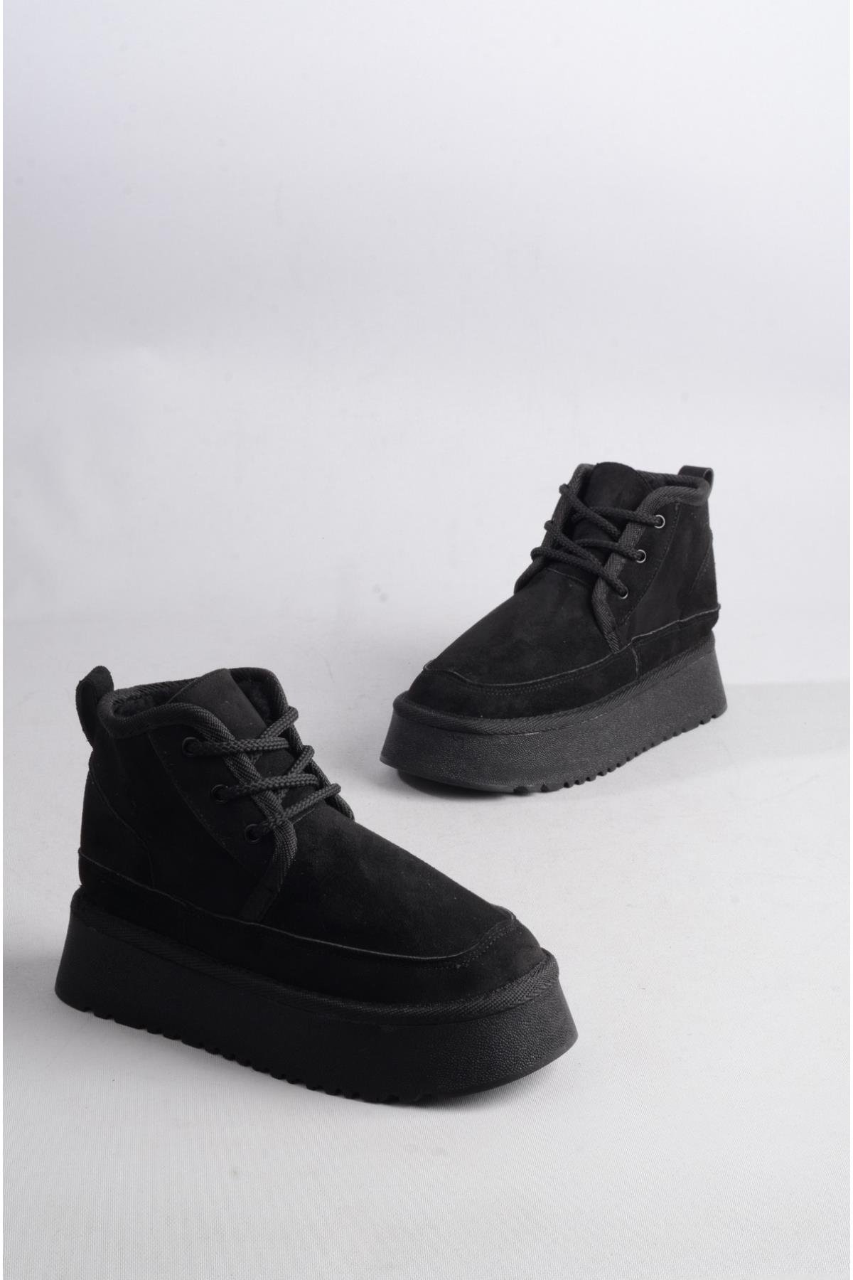 SEÇ 1007 KÜRKLÜ KADIN BOT SİYAH