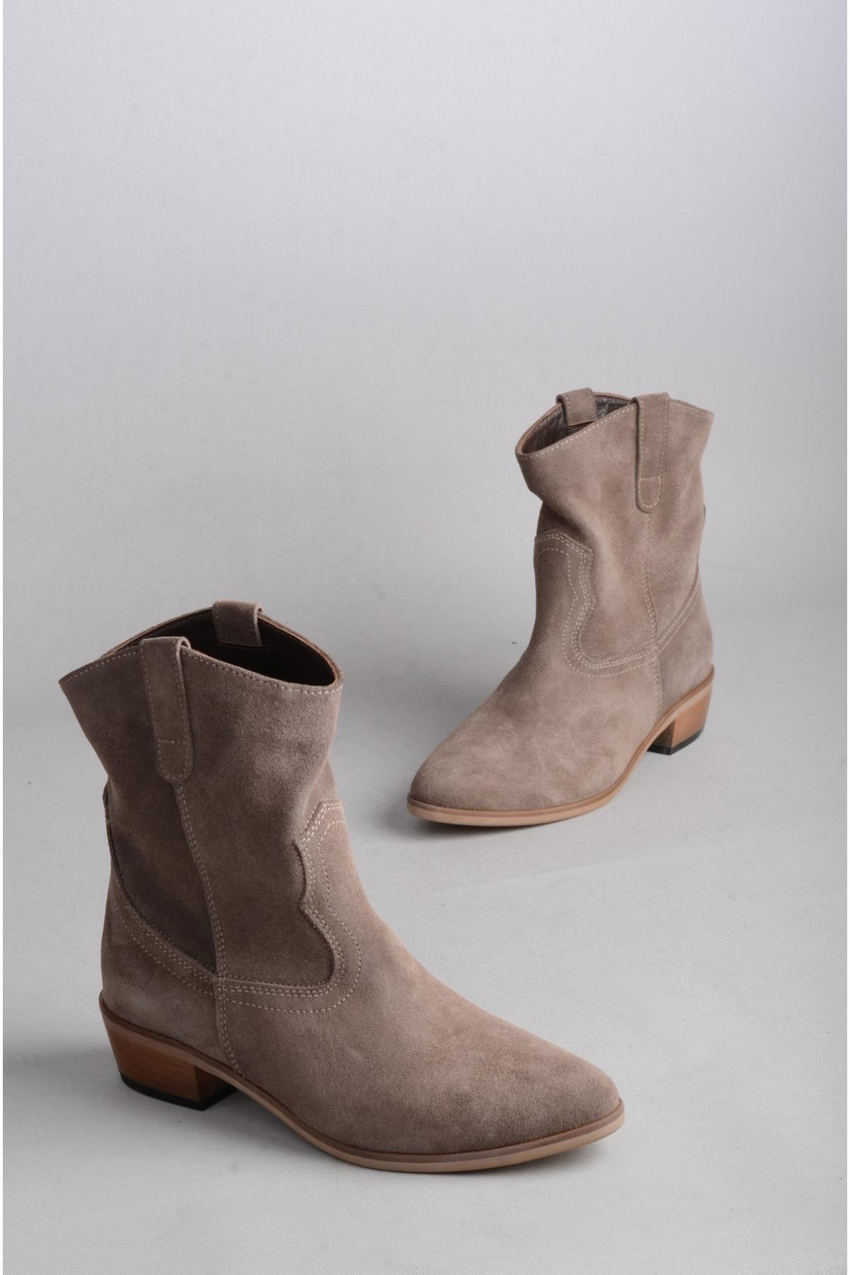 SEÇ 1219 BAYAN HAKİKİ DERİ WESTERN BOT VİZON SÜET