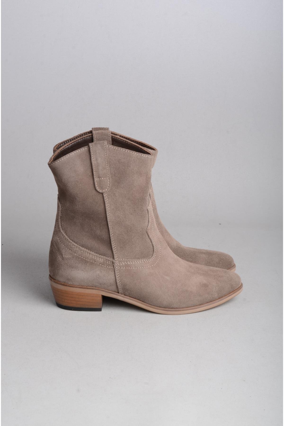 SEÇ 1219 BAYAN HAKİKİ DERİ WESTERN BOT VİZON SÜET