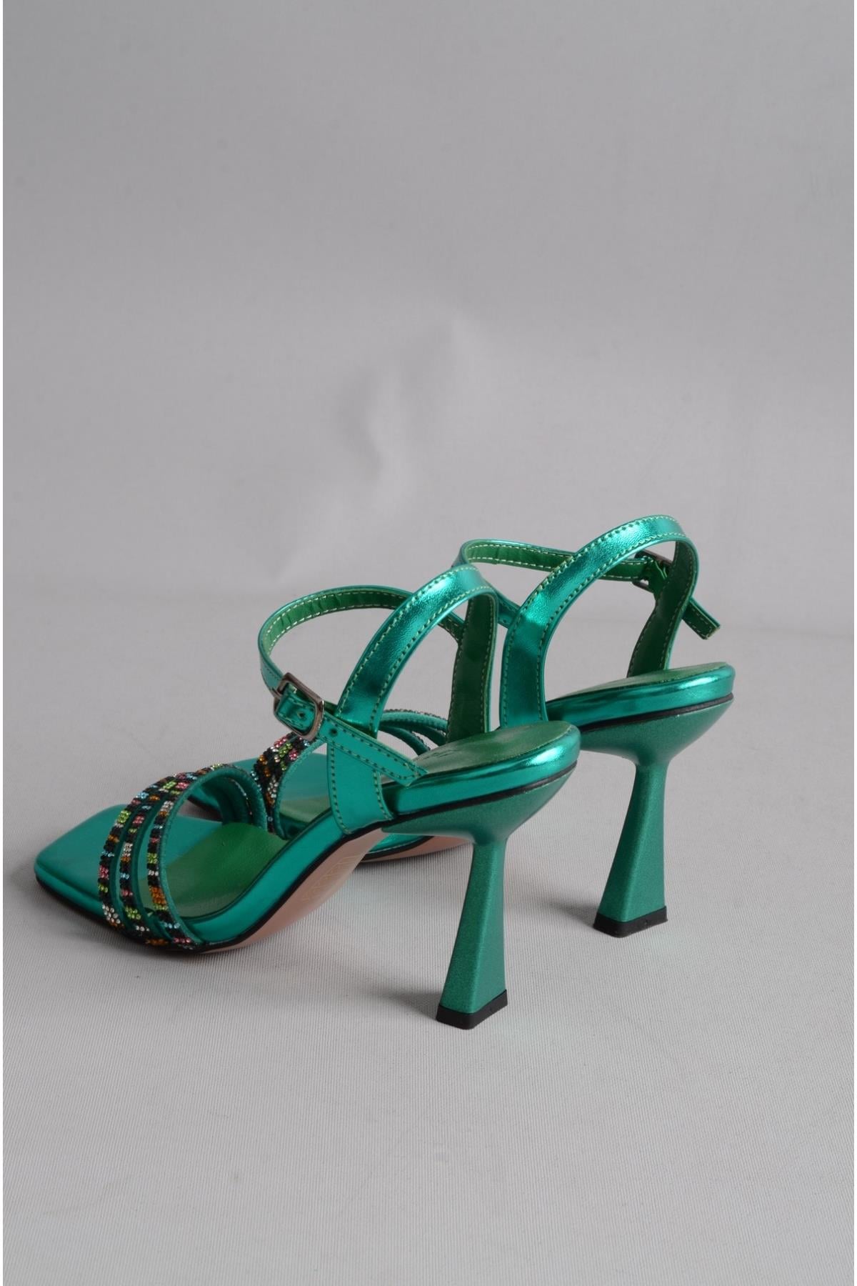 SEÇ 1299 TAŞLI TOPUKLU AYAKKABI (11 CM) YEŞİL