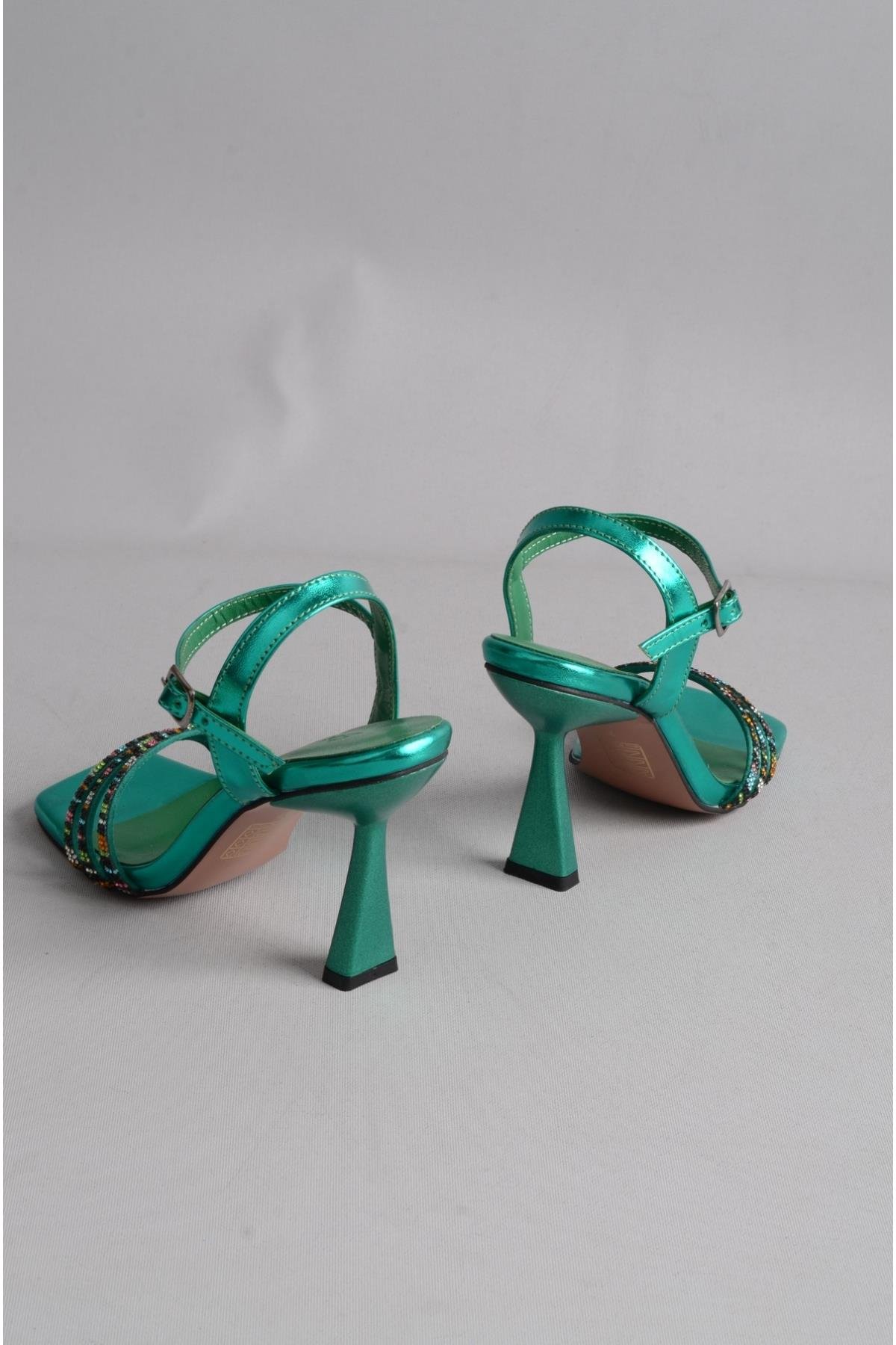 SEÇ 1299 TAŞLI TOPUKLU AYAKKABI (11 CM) YEŞİL