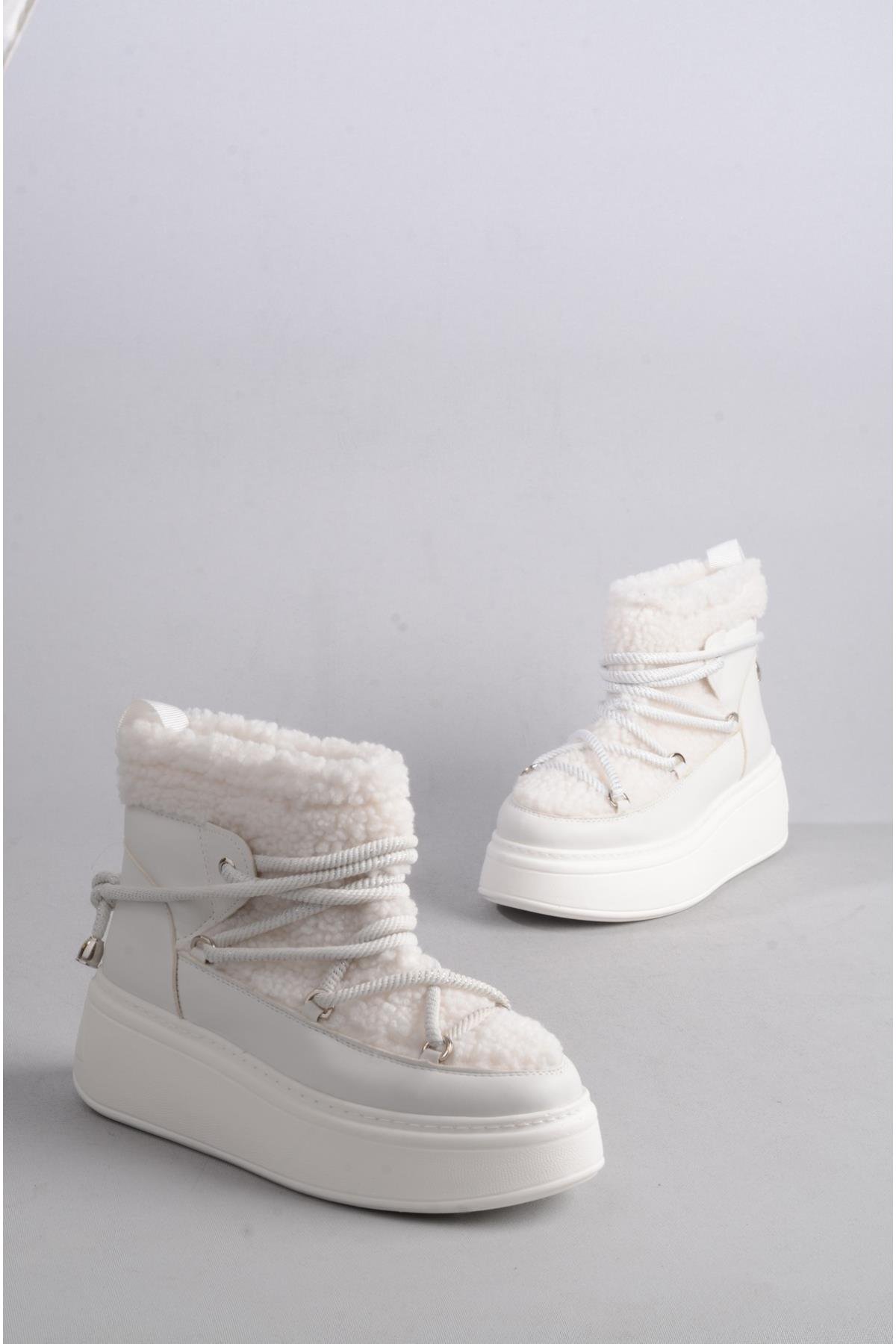 SEÇ 144 KÜRKLÜ SPOR KADIN BOT BEYAZ