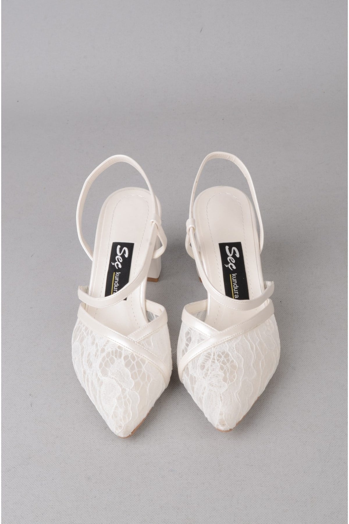 SEÇ 1533 DANTELLİ TOPUKLU AYAKKABI (Topuk Boyu:7 cm) SEDEF