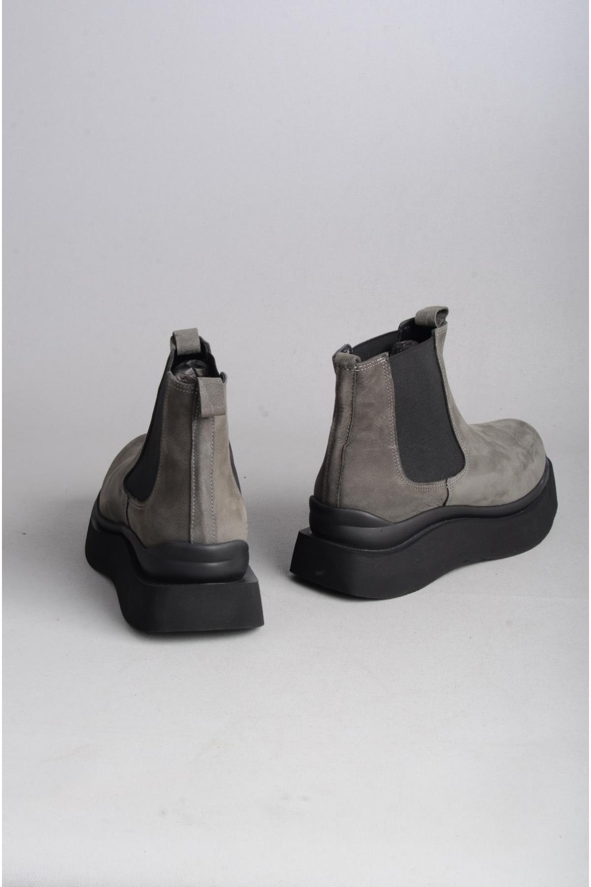 SEÇ 20672 HAKİKİ DERİ DOLGU TOPUK KADIN BOT (Topuk Boyu:6cm,Ön Kısım:3,5cm) GRİ