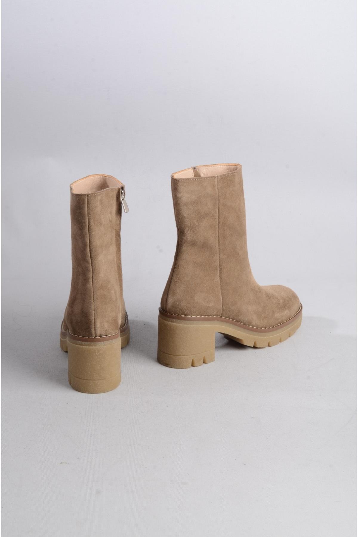 SEÇ 2309 HAKİKİ DERİ KADIN BOT (Topuk Boyu:7 cm) VİZON SÜET