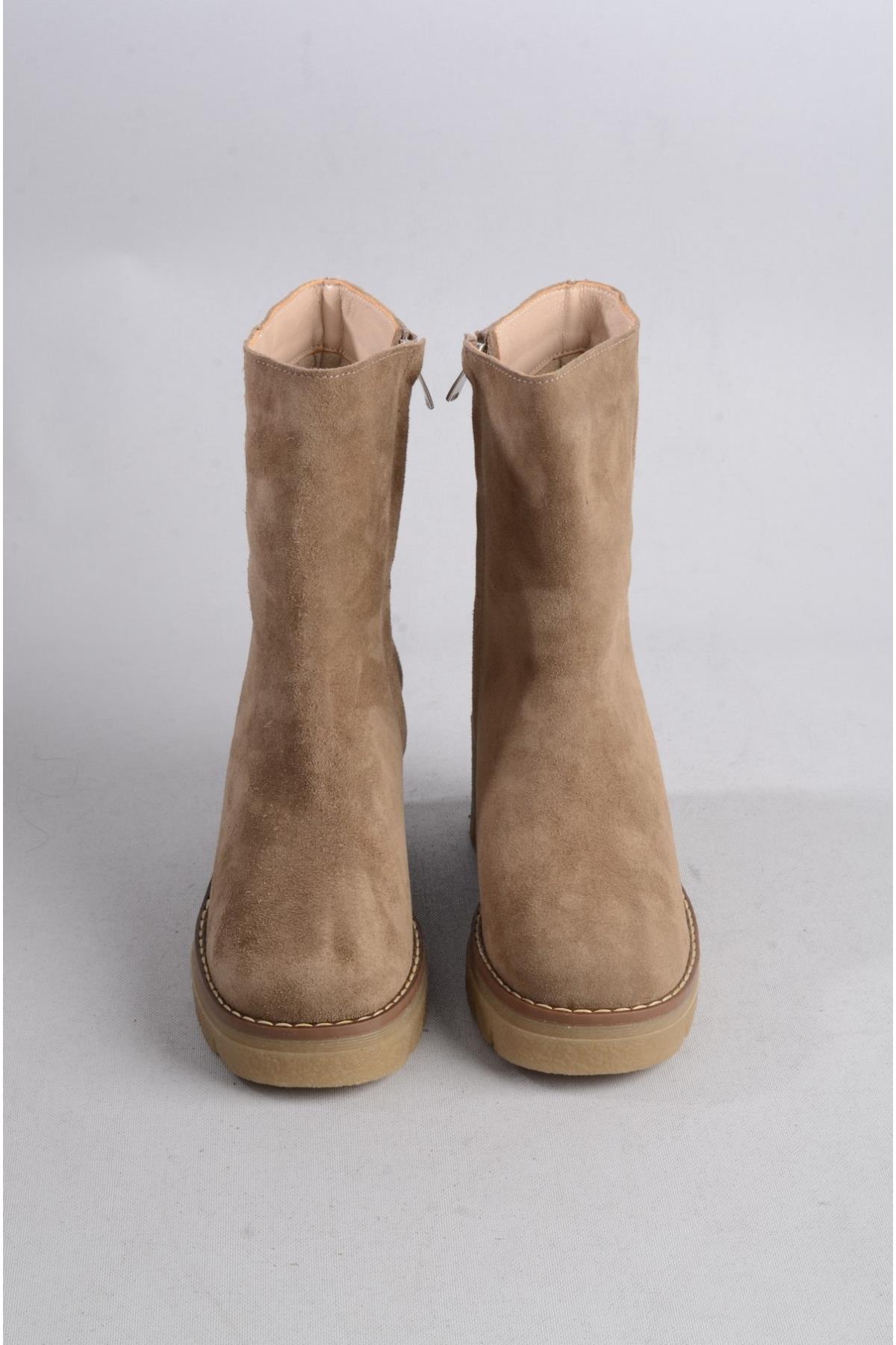SEÇ 2309 HAKİKİ DERİ KADIN BOT (Topuk Boyu:7 cm) VİZON SÜET