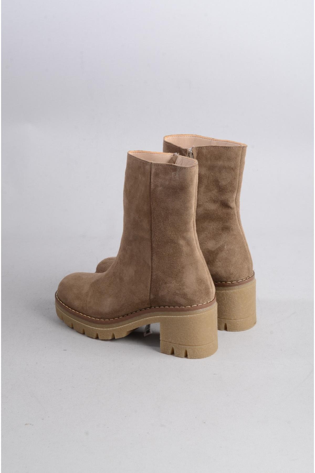 SEÇ 2309 HAKİKİ DERİ KADIN BOT (Topuk Boyu:7 cm) VİZON SÜET