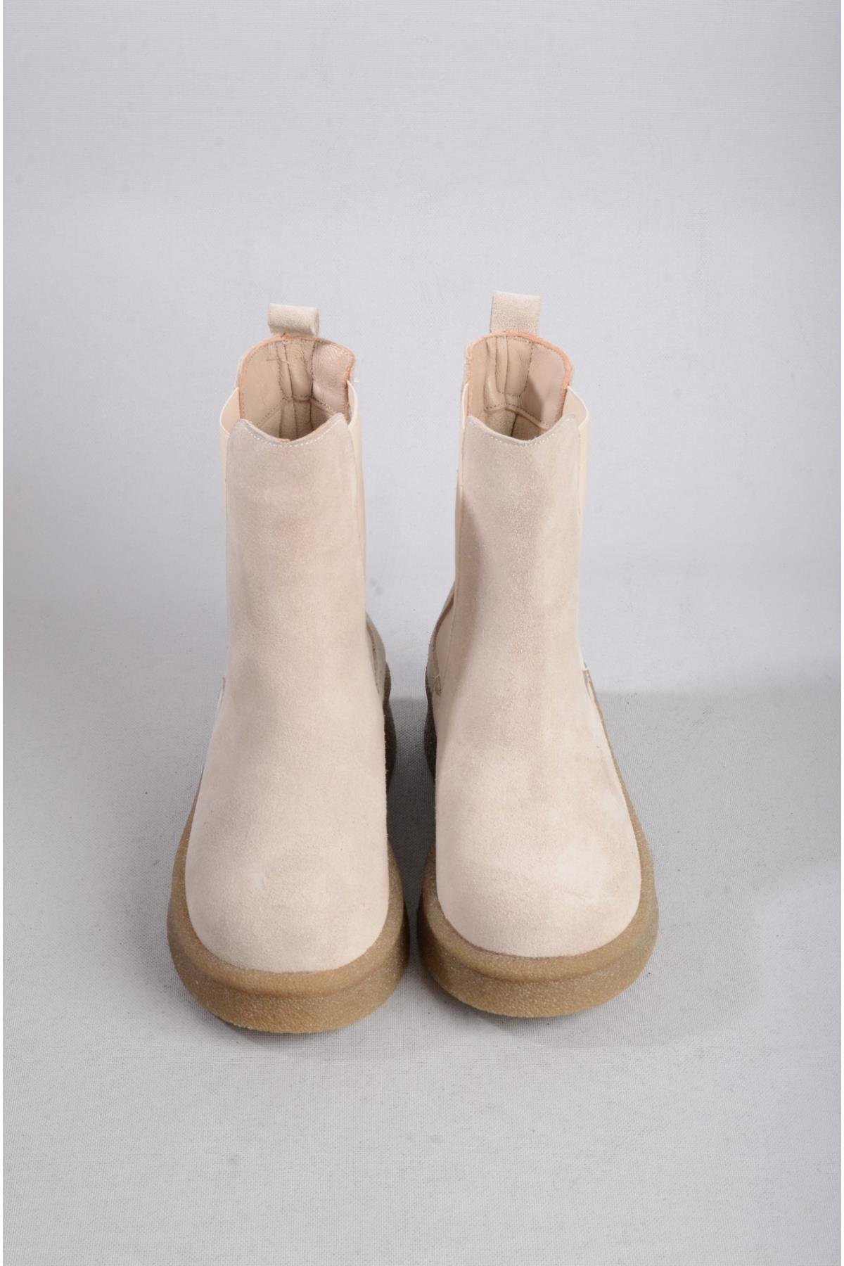 SEÇ 2326 HAKİKİ DERİ LASTİKLİ KADIN BOT BEJ SÜET