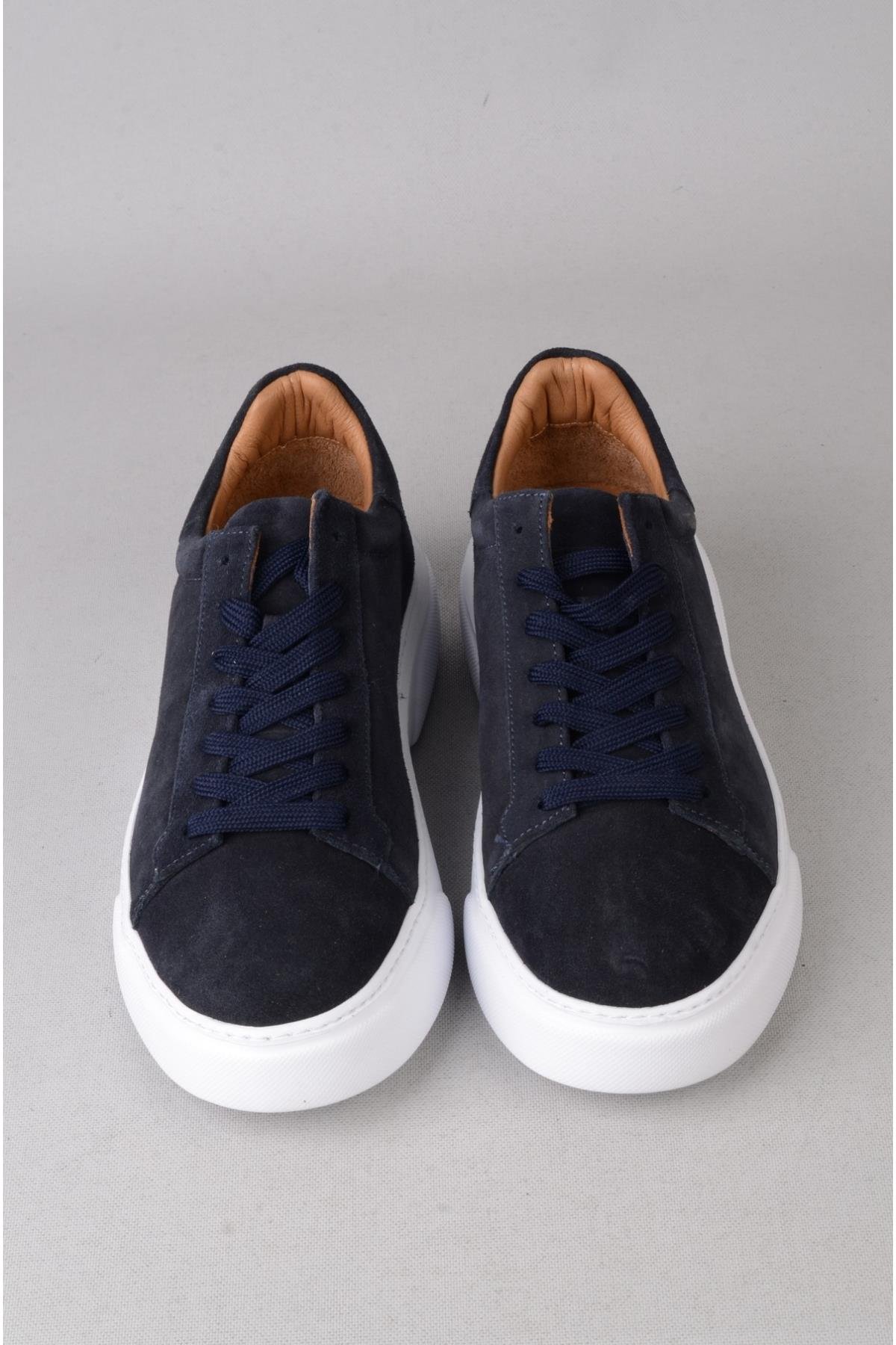 SEÇ 2501 HAKİKİ DERİ ERKEK SNEAKERS AYAKKABI LACİVERT SÜET