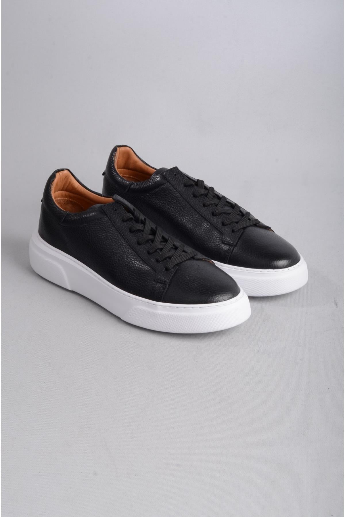SEÇ 2501 HAKİKİ DERİ ERKEK SNEAKERS AYAKKABI SİYAH