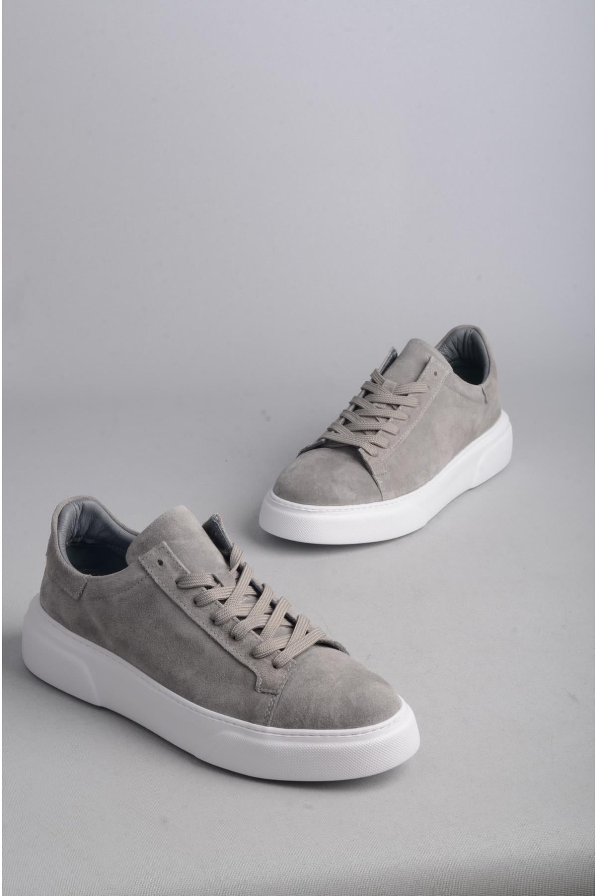 SEÇ 2501 HAKİKİ DERİ ERKEK SNEAKERS AYAKKABI GRİ SÜET