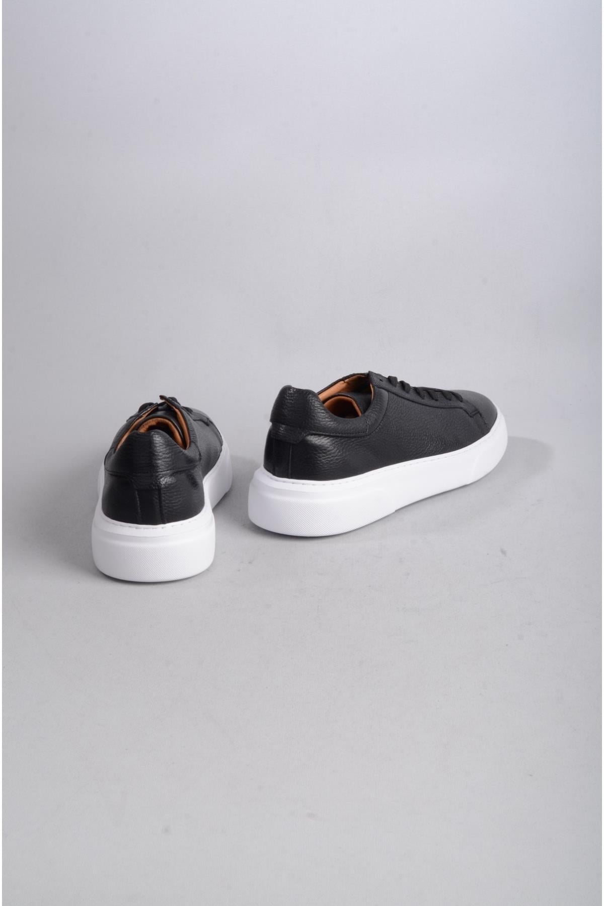 SEÇ 2501 HAKİKİ DERİ ERKEK SNEAKERS AYAKKABI SİYAH