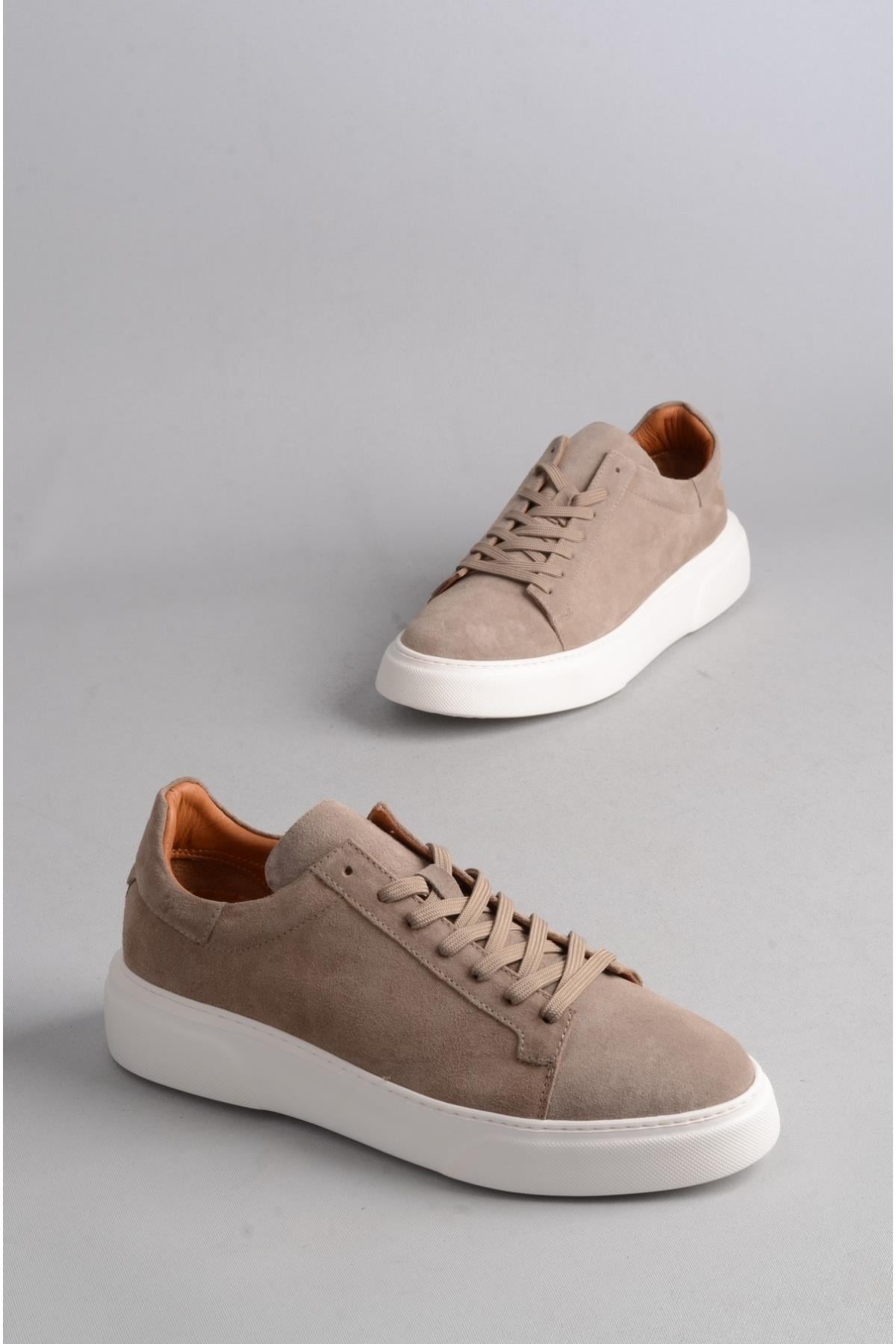 SEÇ 2501 HAKİKİ DERİ ERKEK SNEAKERS AYAKKABI VİZON SÜET