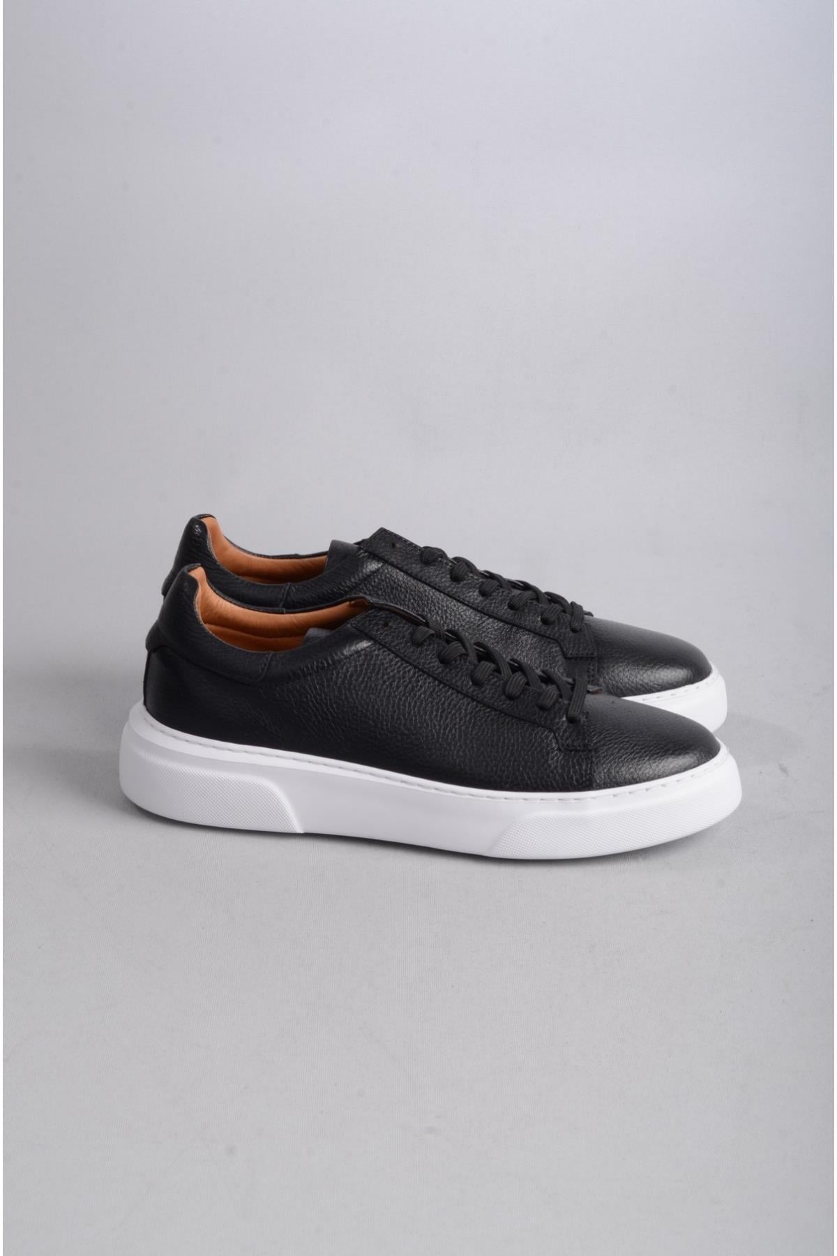 SEÇ 2501 HAKİKİ DERİ ERKEK SNEAKERS AYAKKABI SİYAH