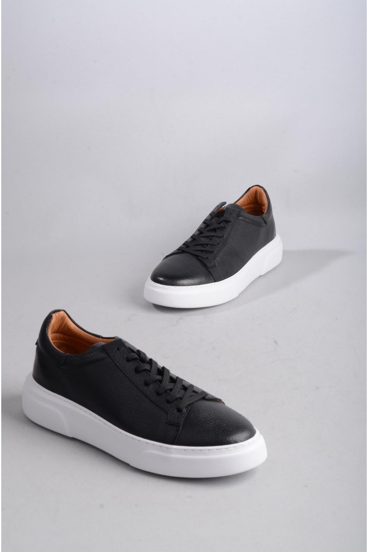 SEÇ 2501 HAKİKİ DERİ ERKEK SNEAKERS AYAKKABI SİYAH