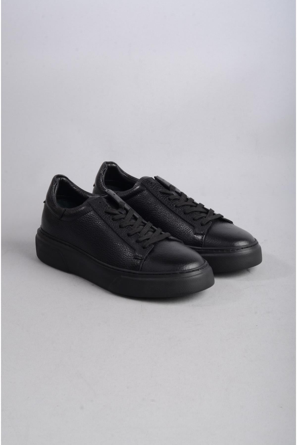 SEÇ 2501 HAKİKİ DERİ ERKEK SNEAKERS AYAKKABI SİYAH-SİYAH