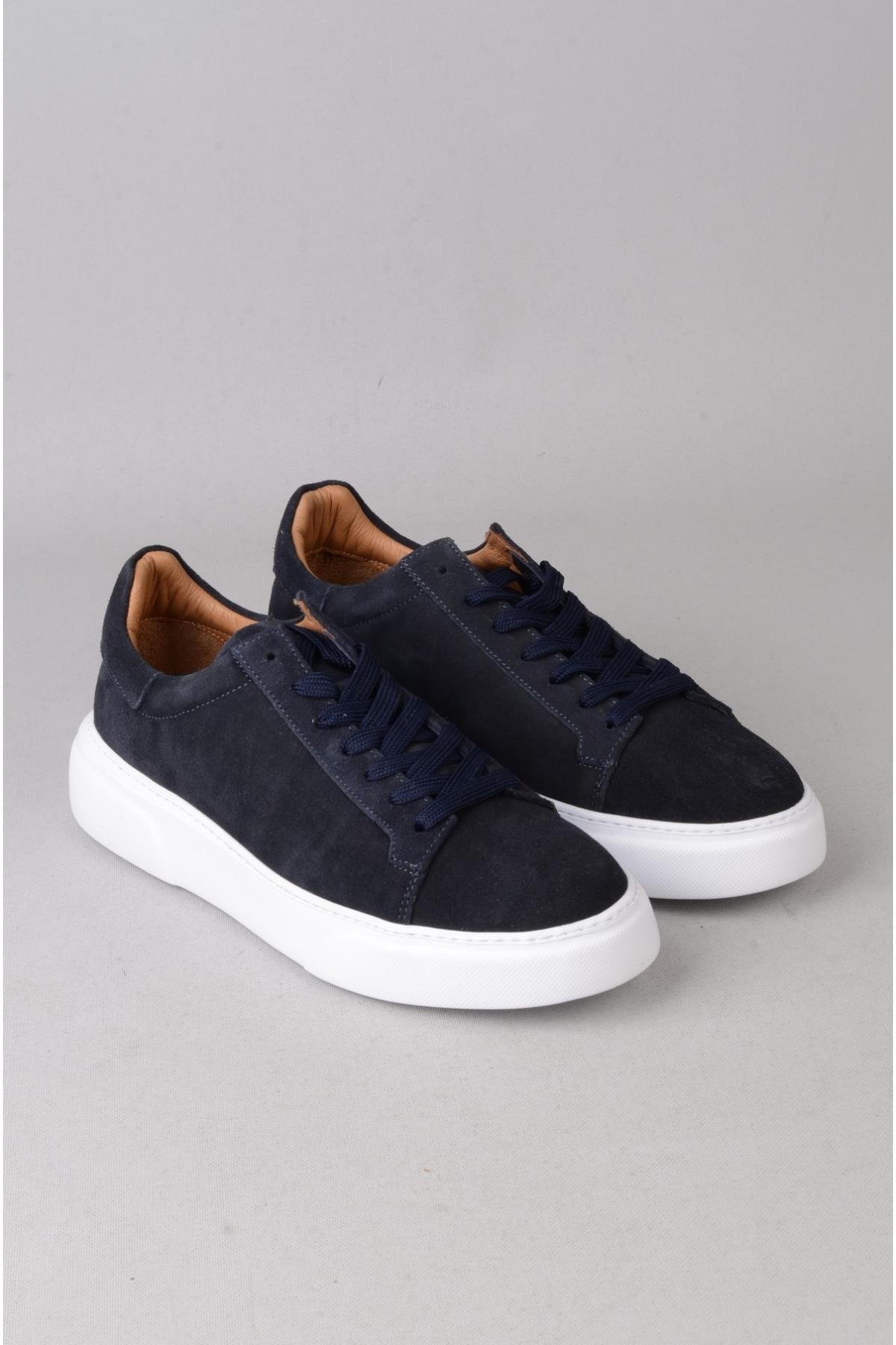 SEÇ 2501 HAKİKİ DERİ ERKEK SNEAKERS AYAKKABI LACİVERT SÜET