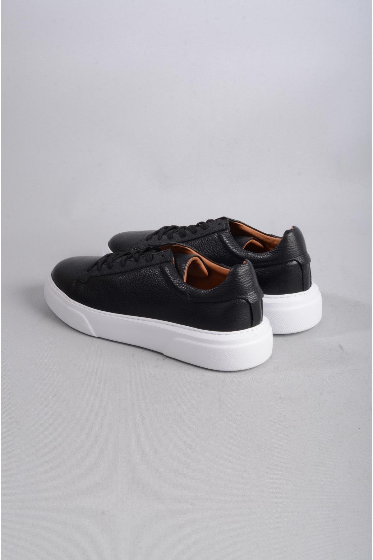 SEÇ 2501 HAKİKİ DERİ ERKEK SNEAKERS AYAKKABI SİYAH