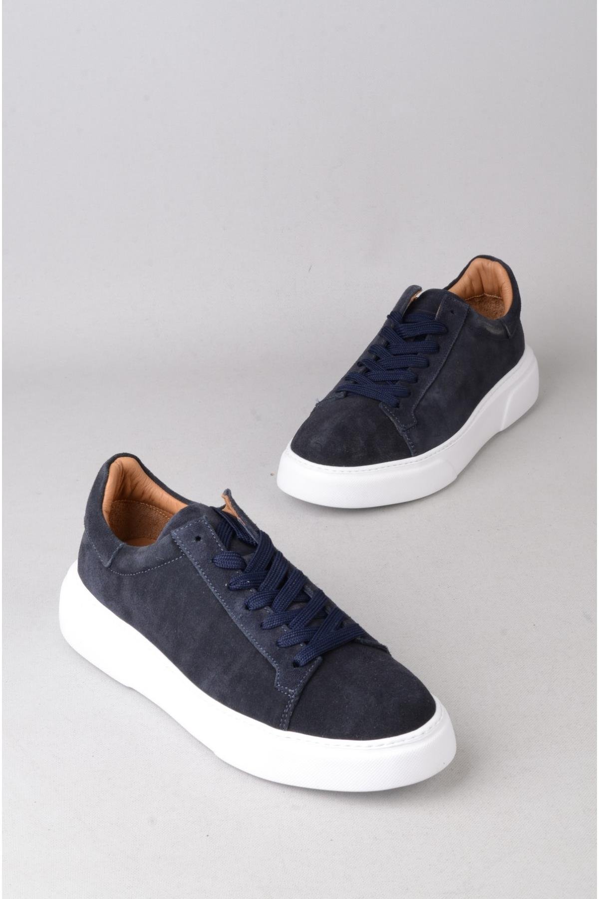 SEÇ 2501 HAKİKİ DERİ ERKEK SNEAKERS AYAKKABI LACİVERT SÜET