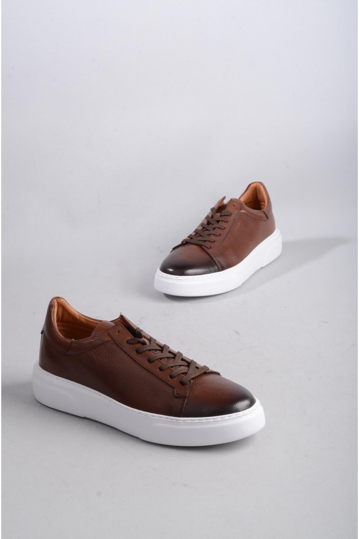 SEÇ 2501 HAKİKİ DERİ ERKEK SNEAKERS AYAKKABI KAHVE
