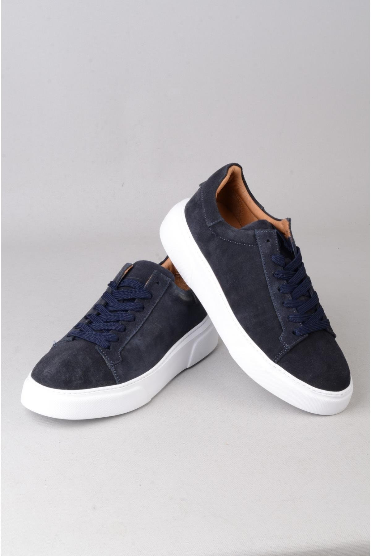 SEÇ 2501 HAKİKİ DERİ ERKEK SNEAKERS AYAKKABI LACİVERT SÜET