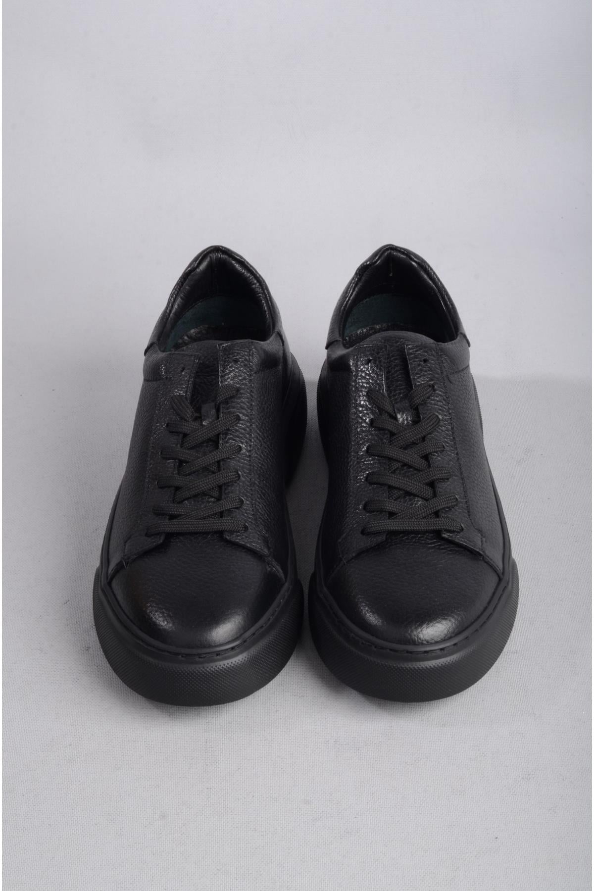 SEÇ 2501 HAKİKİ DERİ ERKEK SNEAKERS AYAKKABI SİYAH-SİYAH