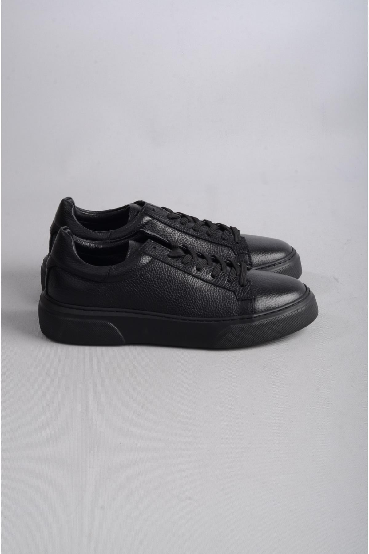 SEÇ 2501 HAKİKİ DERİ ERKEK SNEAKERS AYAKKABI SİYAH-SİYAH