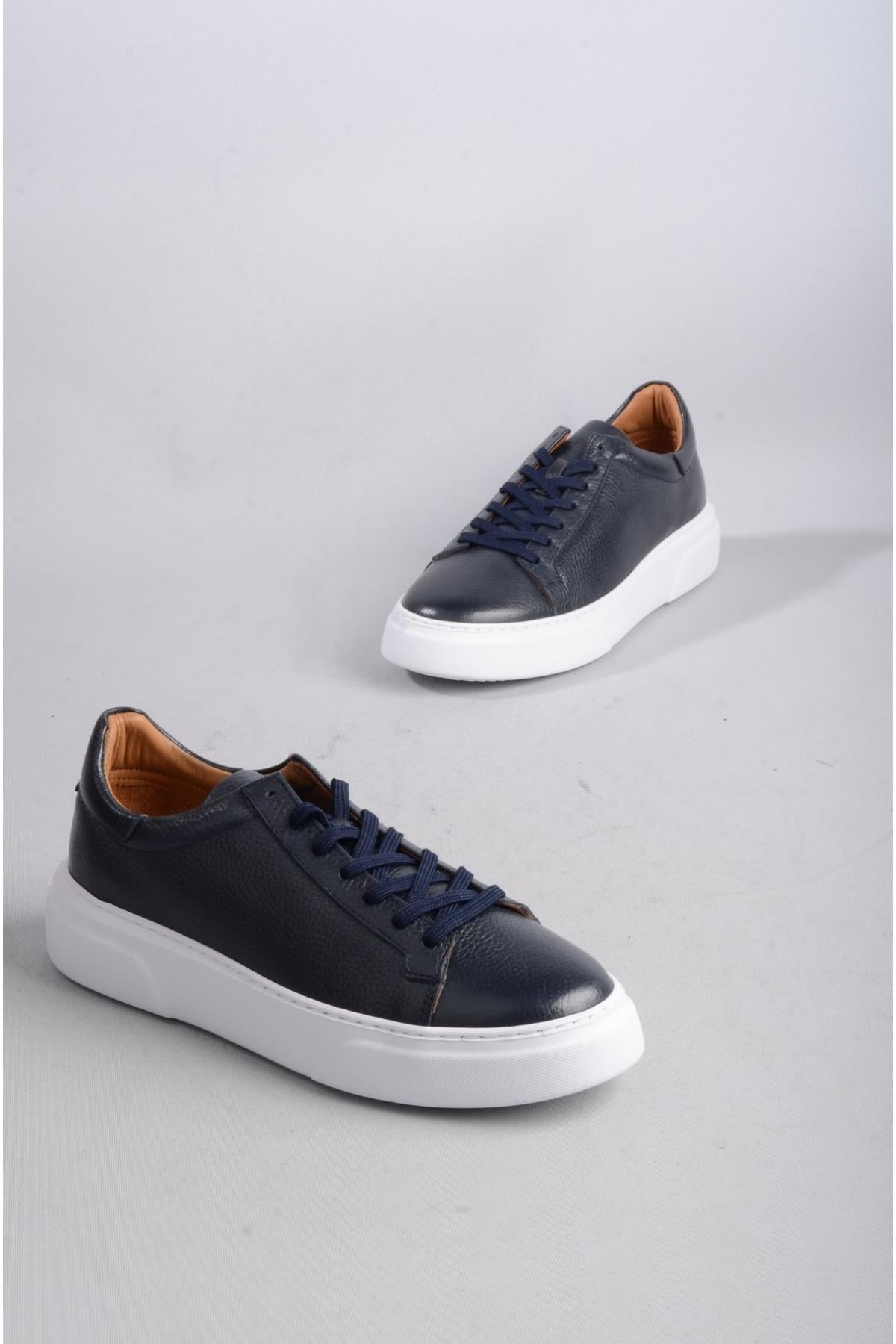 SEÇ 2501 HAKİKİ DERİ ERKEK SNEAKERS AYAKKABI LACİVERT