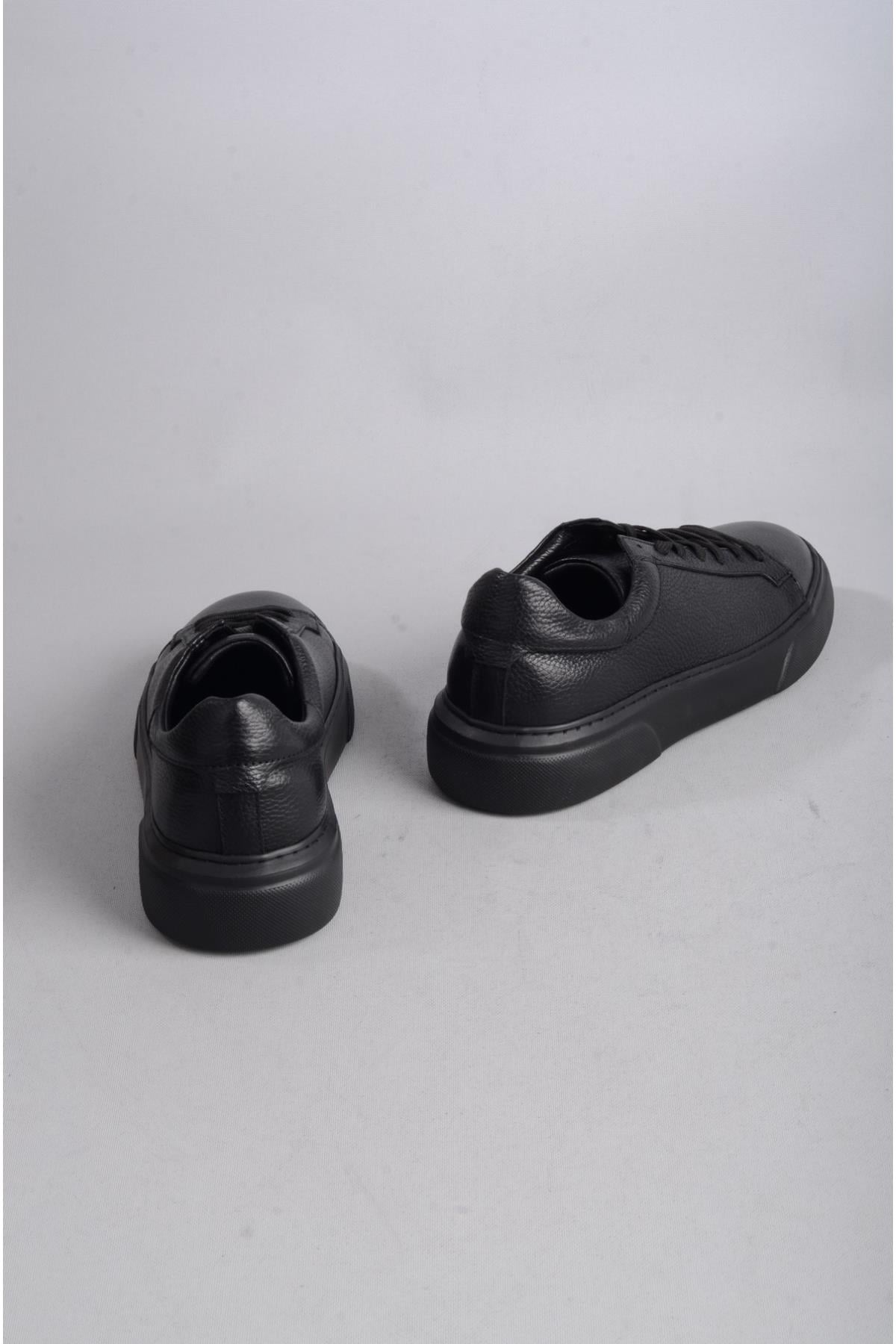 SEÇ 2501 HAKİKİ DERİ ERKEK SNEAKERS AYAKKABI SİYAH-SİYAH
