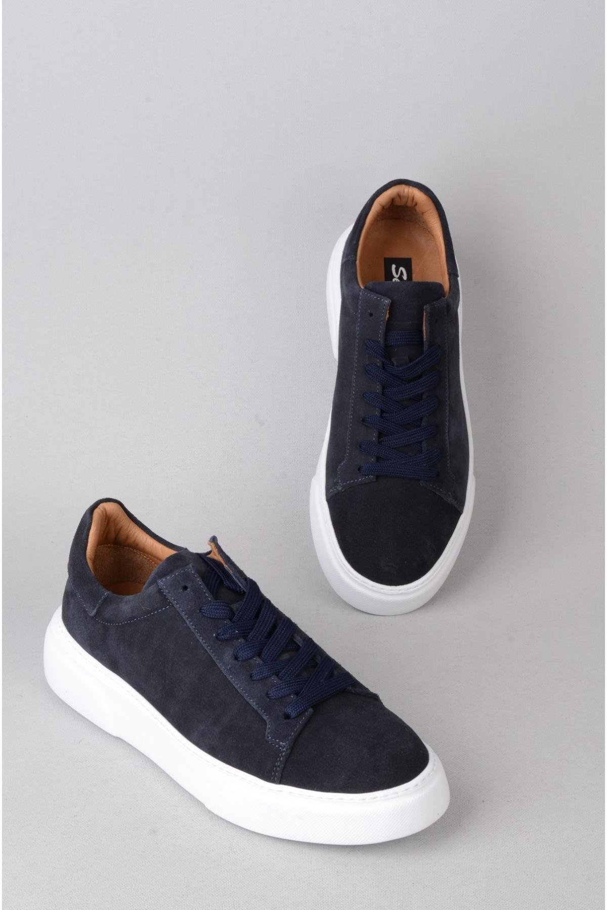 SEÇ 2501 HAKİKİ DERİ ERKEK SNEAKERS AYAKKABI LACİVERT SÜET