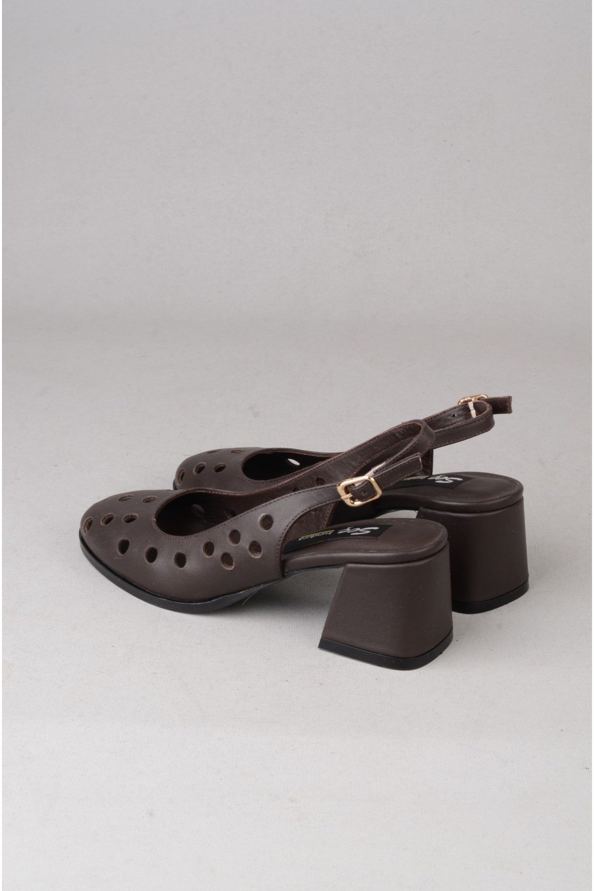 SEÇ 2625 HAKİKİ DERİ TOPUKLU KADIN AYAKKABII (Topuk Boyu:6 cm ) KAHVE