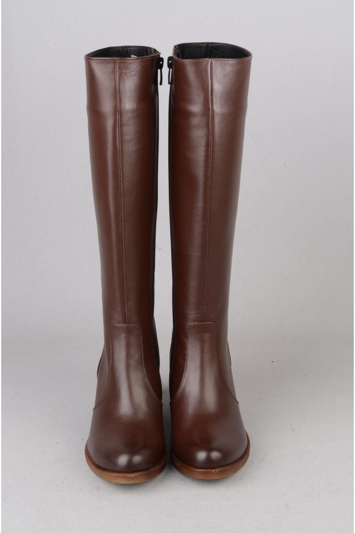 SEÇ 3000 HAKİKİ DERİ TOPUKLU ÇİZME (6 cm) KOYU KAHVE