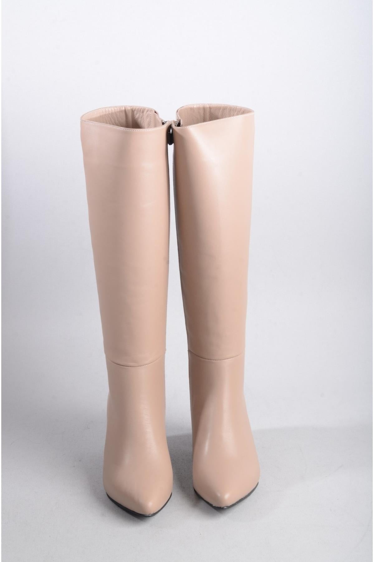 SEÇ 404 HAKİKİ DERİ TOPUKLU ÇİZME (6,5 cm) VİZON