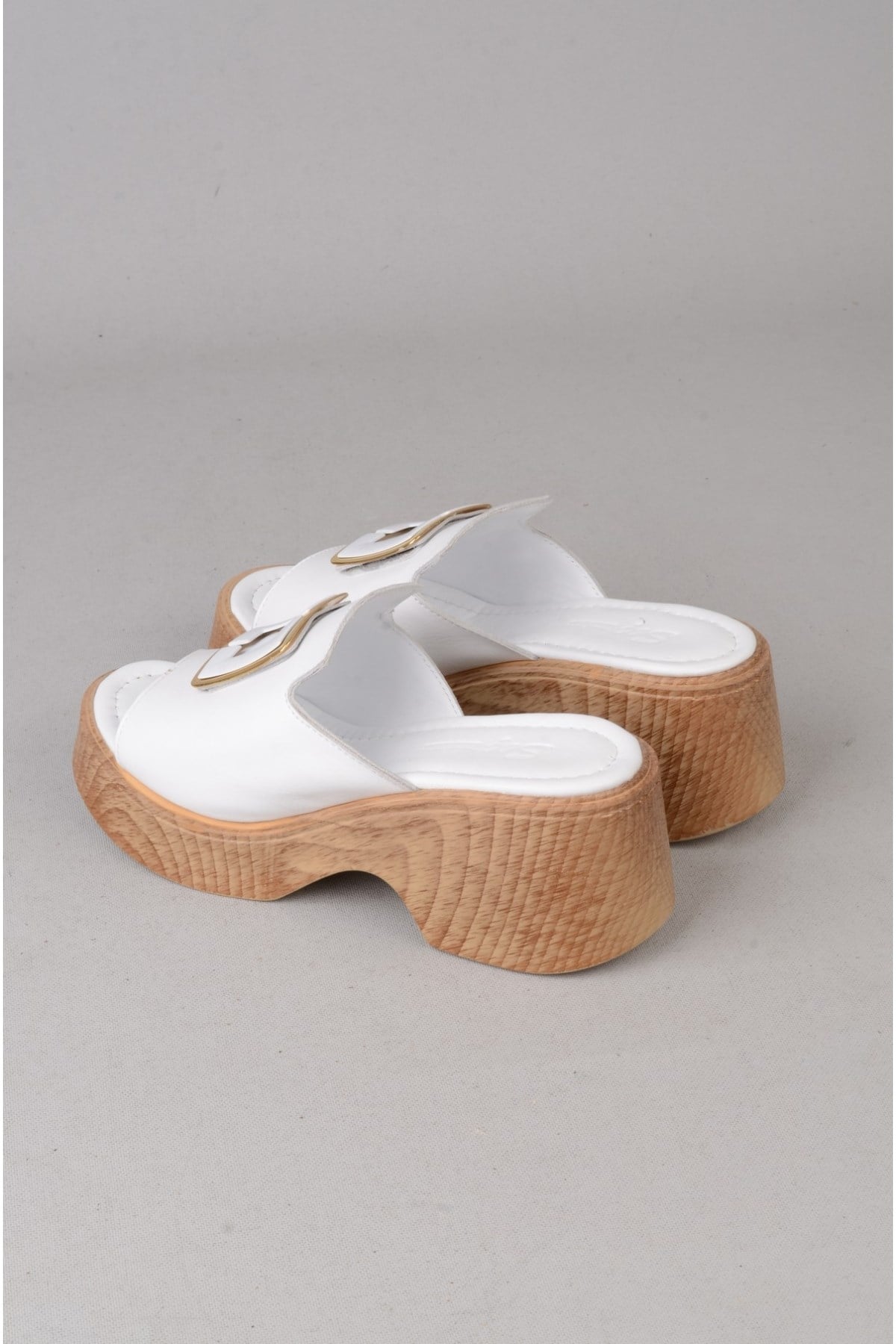 SEÇ 4123 HAKİKİ DERİ PLATFORM TOPUKLU TERLİK (Topuk:7cm Platform:2,5cm) BEYAZ