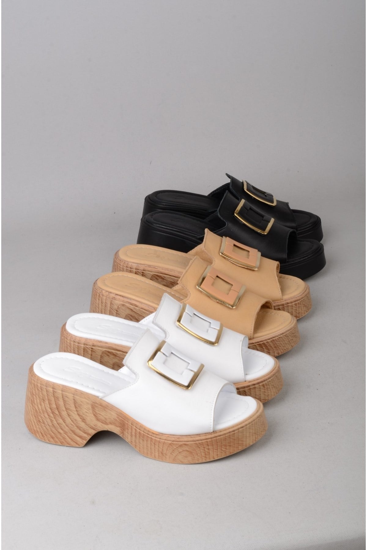 SEÇ 4123 HAKİKİ DERİ PLATFORM TOPUKLU TERLİK (Topuk:7cm Platform:2,5cm) SİYAH