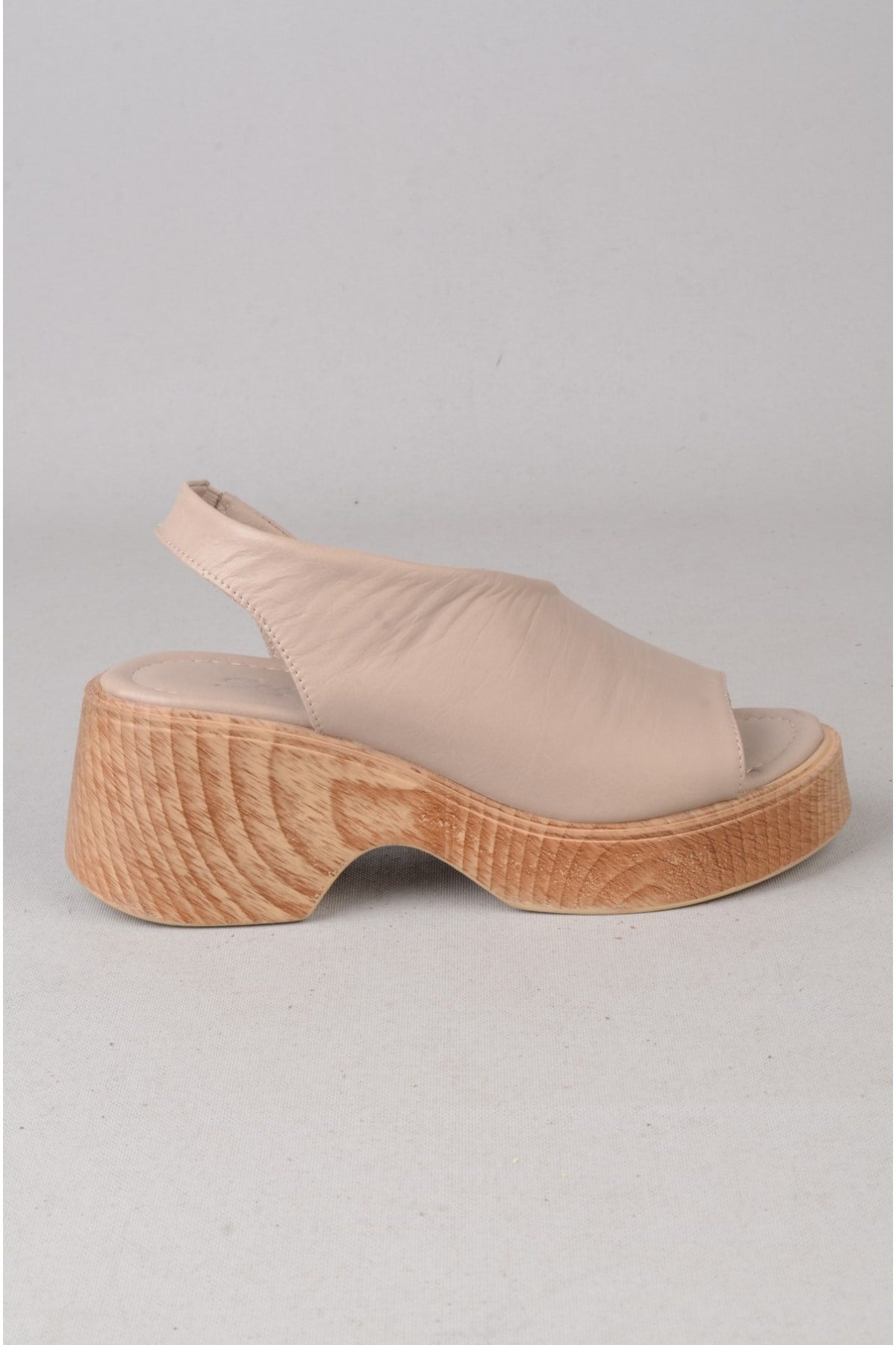 SEÇ 4125 HAKİKİ DERİ PLATFORM TOPUKLU SANDALET (Topuk:7cm Platform:2,5cm) GRİ