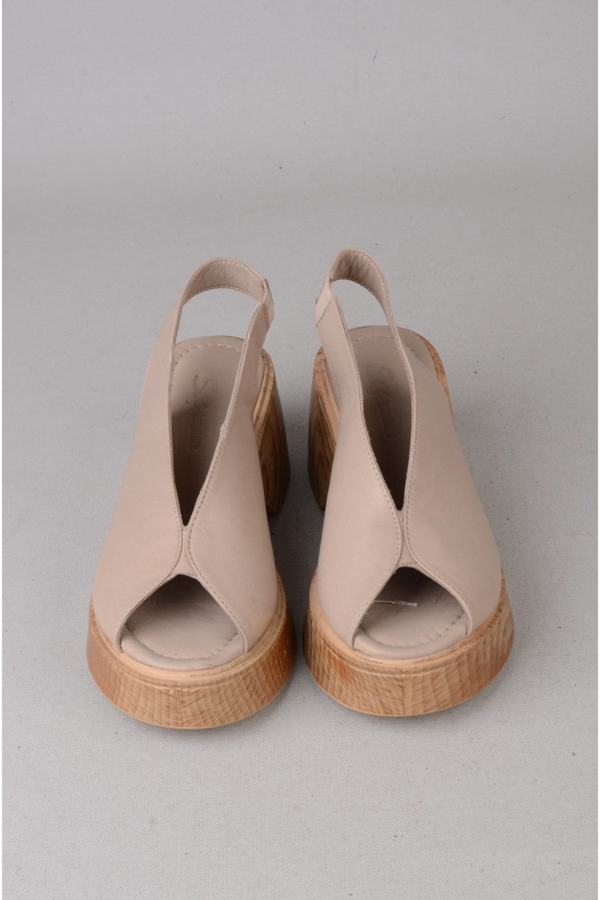 SEÇ 4126 HAKİKİ DERİ TOPUKLU KADIN SANDALET (Topuk:6,5cm Platform:2,5cm) GRİ