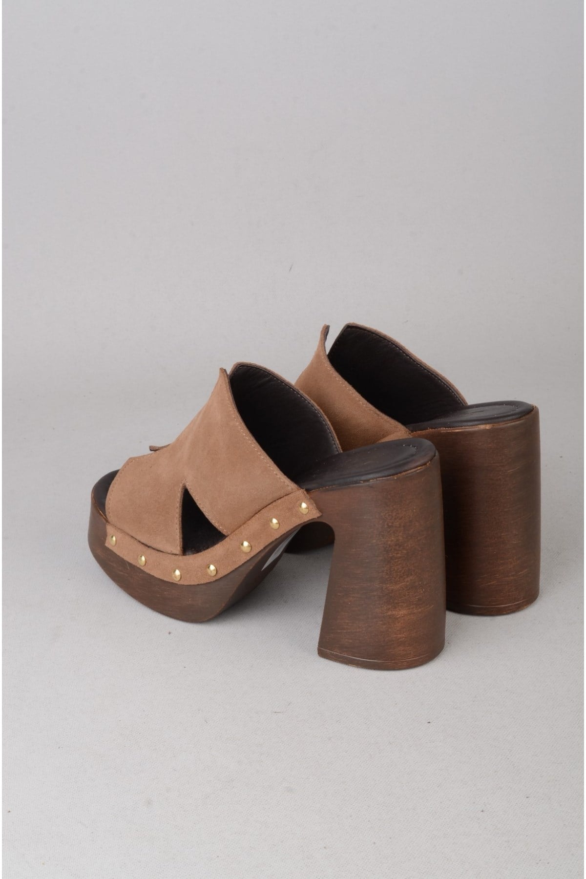 SEÇ 4129 HAKİKİ DERİ TAKUNYA TERLİK (Topuk: 11,5 cm) VİZON SÜET
