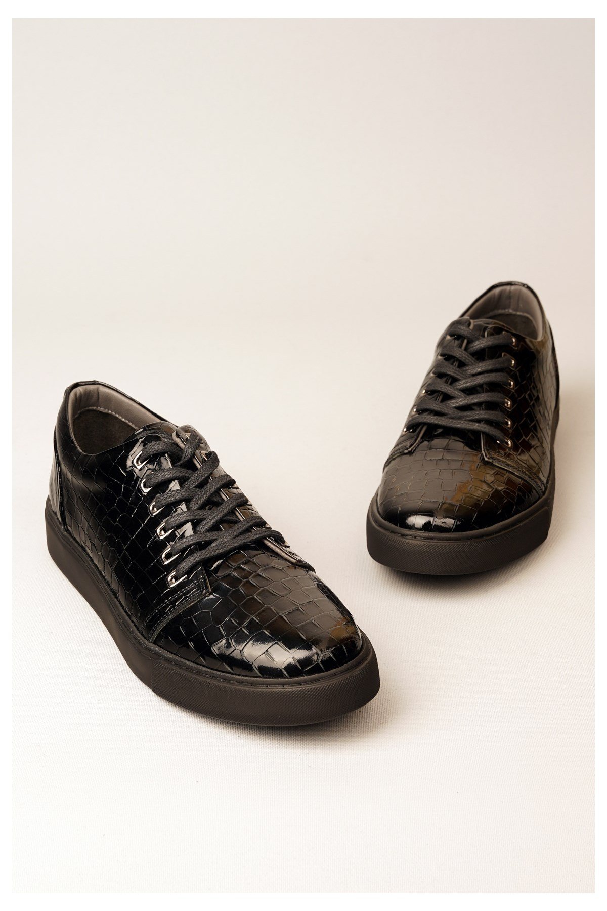 Seç 4496 Hakiki Deri Sneakers Erkek Ayakkabi Siyah Rugan