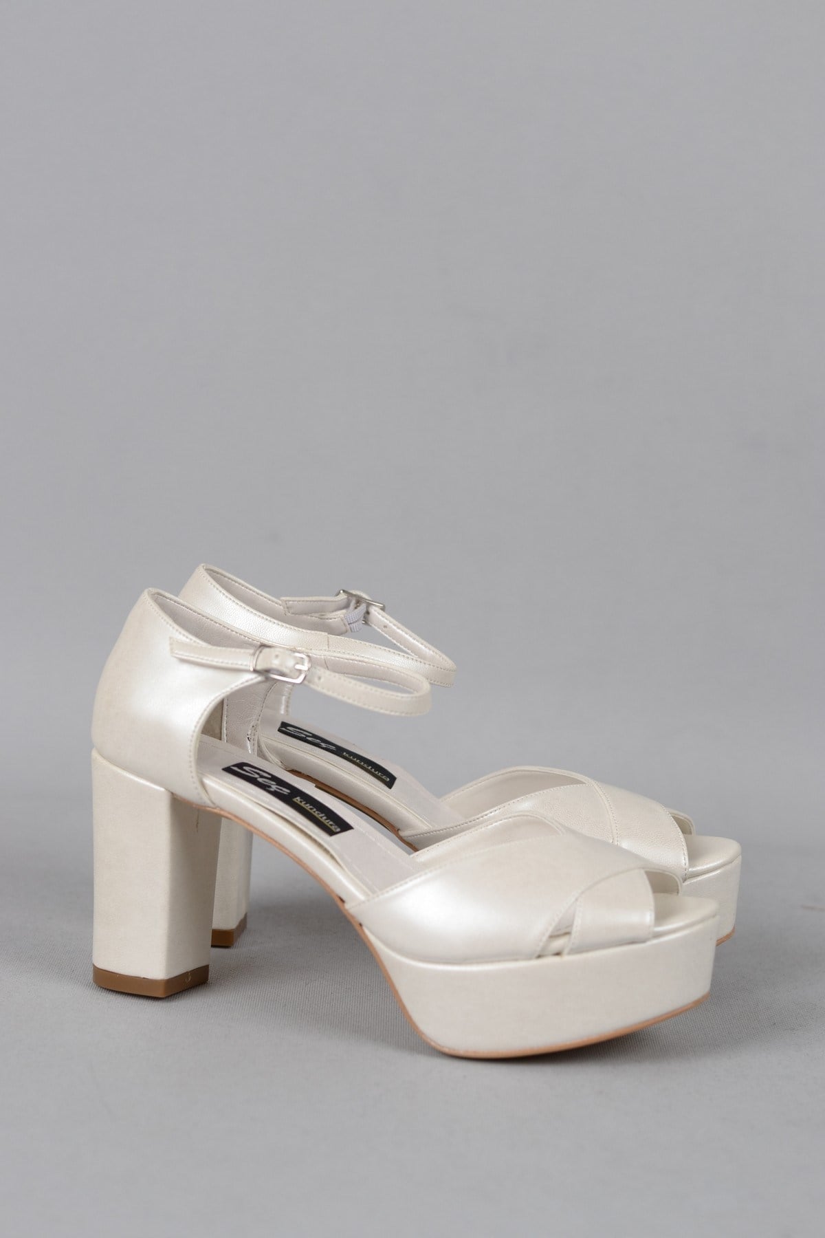 SEÇ 473 PLATFORM TOPUKLU KADIN ABİYE AYAKKABI (8,5cm) SEDEF
