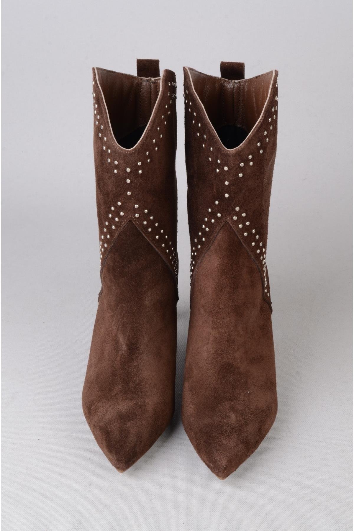 SEÇ 5510 WESTERN TOPUKLU ÇİZME (Topuk Boyu:7 cm) KAHVE SÜET
