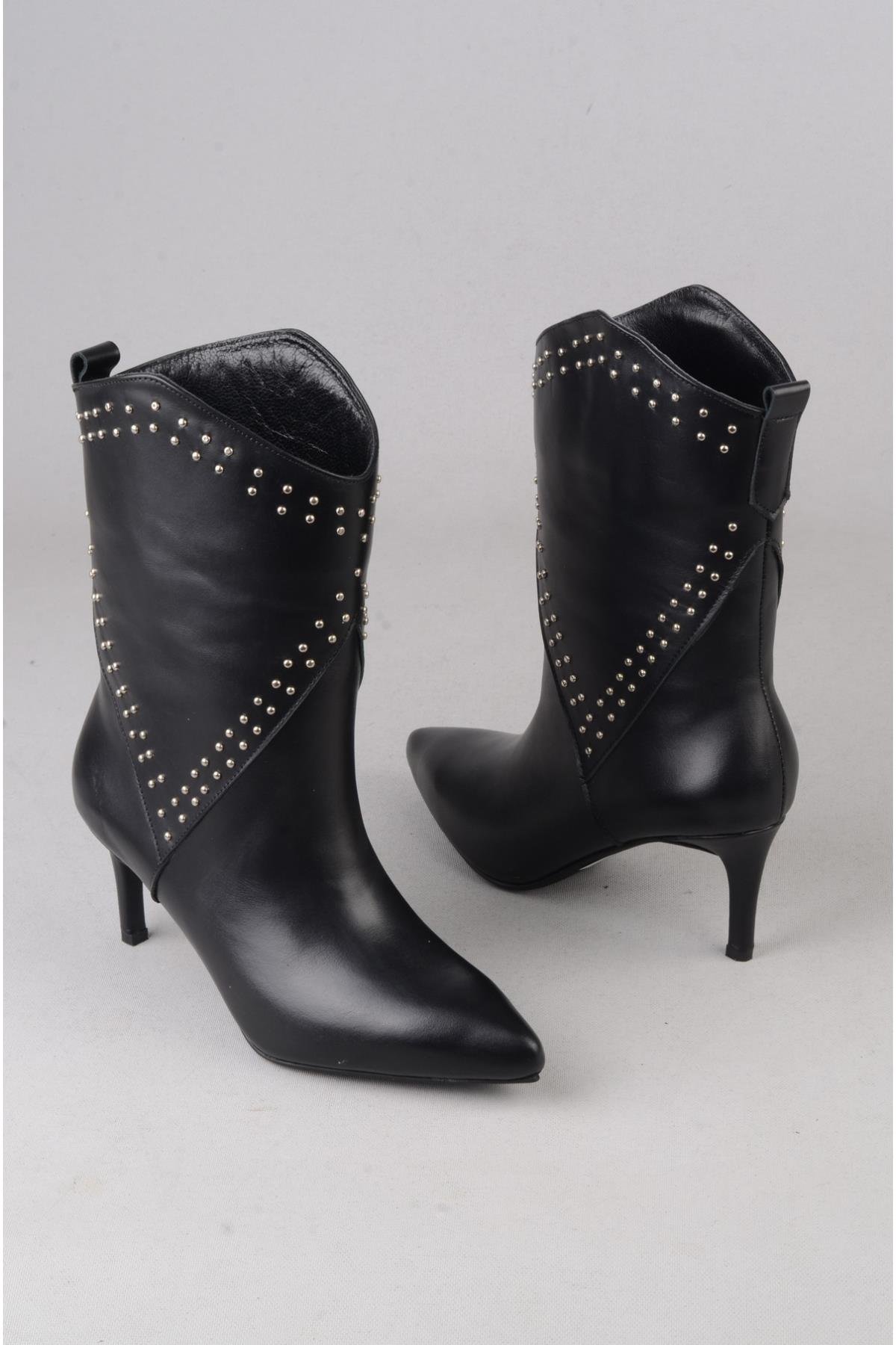 SEÇ 5510 WESTERN TOPUKLU ÇİZME (Topuk Boyu:7 cm) SİYAH