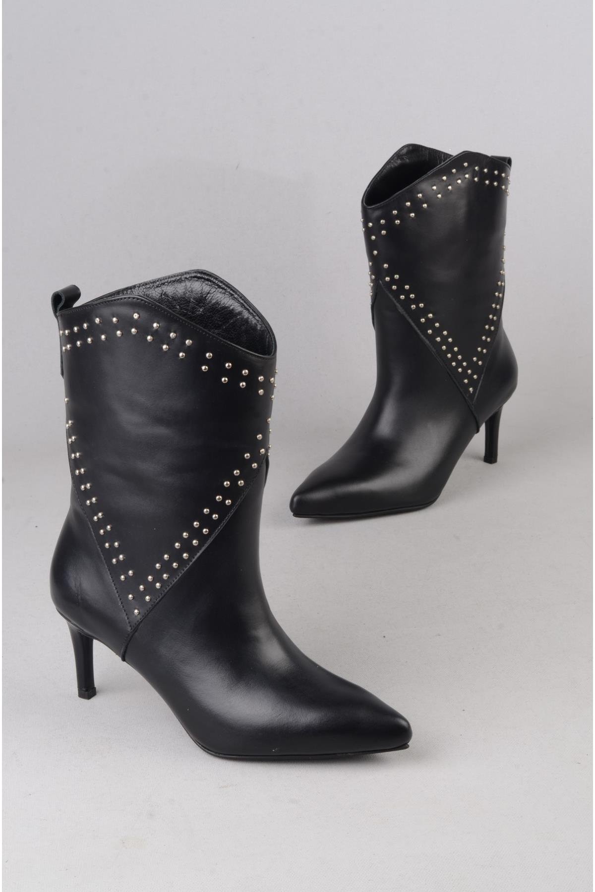 SEÇ 5510 WESTERN TOPUKLU ÇİZME (Topuk Boyu:7 cm) SİYAH