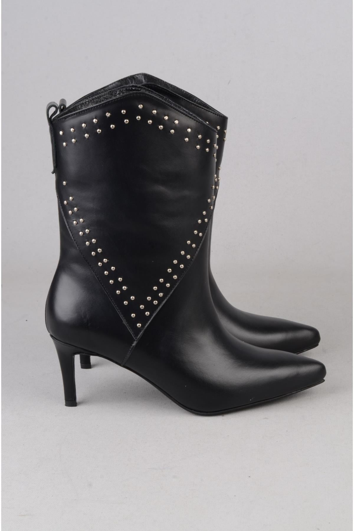 SEÇ 5510 WESTERN TOPUKLU ÇİZME (Topuk Boyu:7 cm) SİYAH