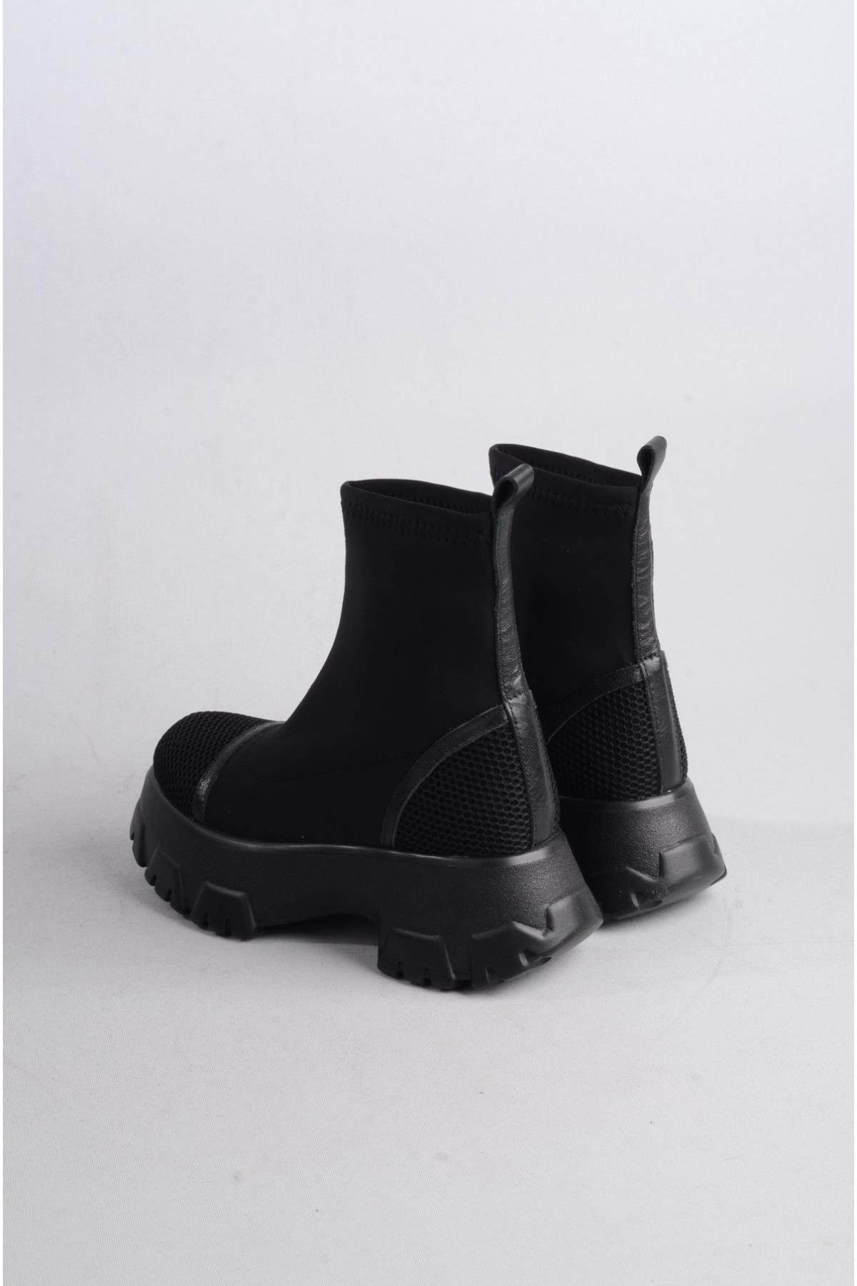 SEÇ 5840 KALIN TABANLI STREÇ BOT (Topuk Boyu: 6cm) SİYAH