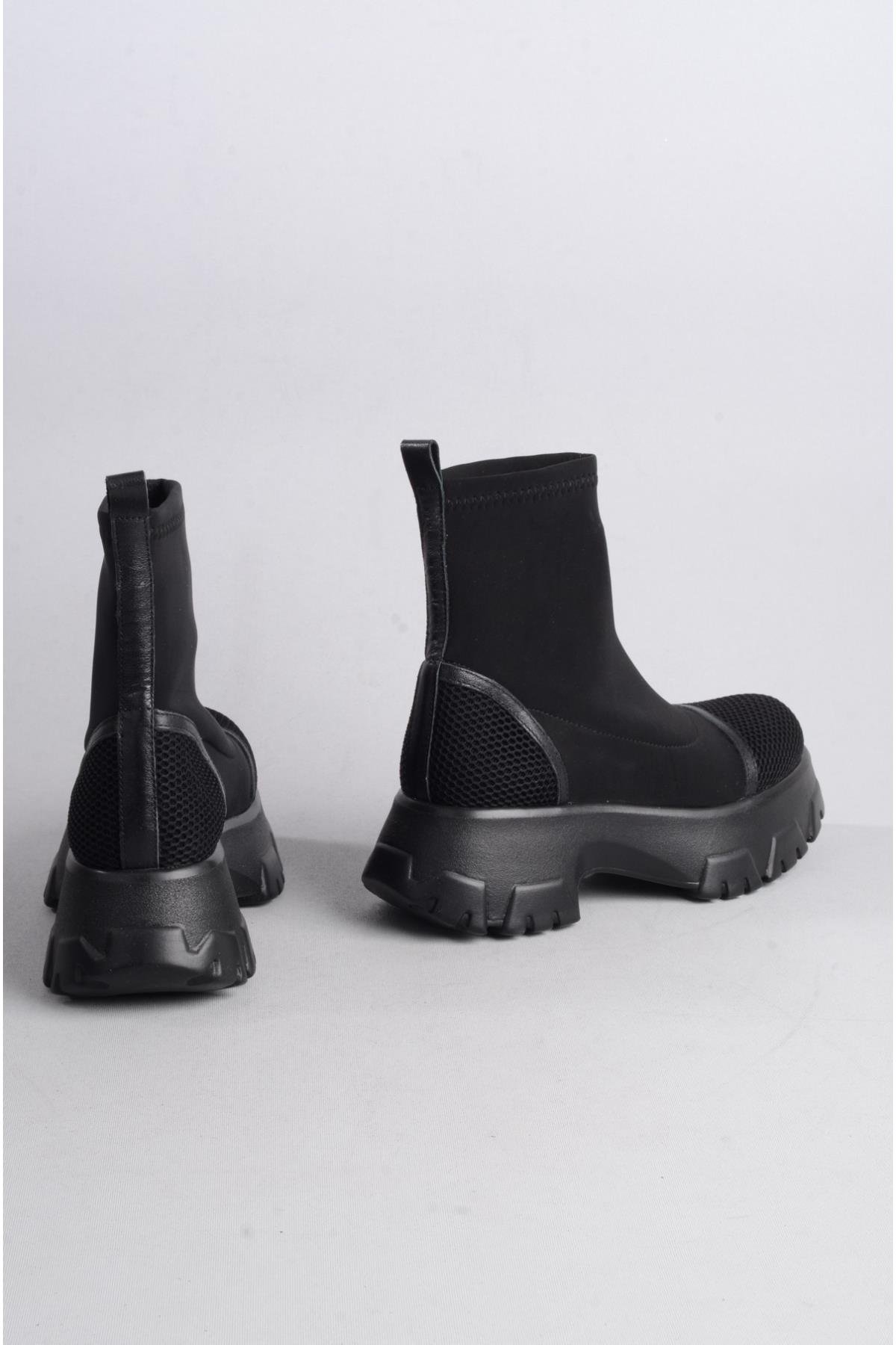 SEÇ 5840 KALIN TABANLI STREÇ BOT (Topuk Boyu: 6cm) SİYAH